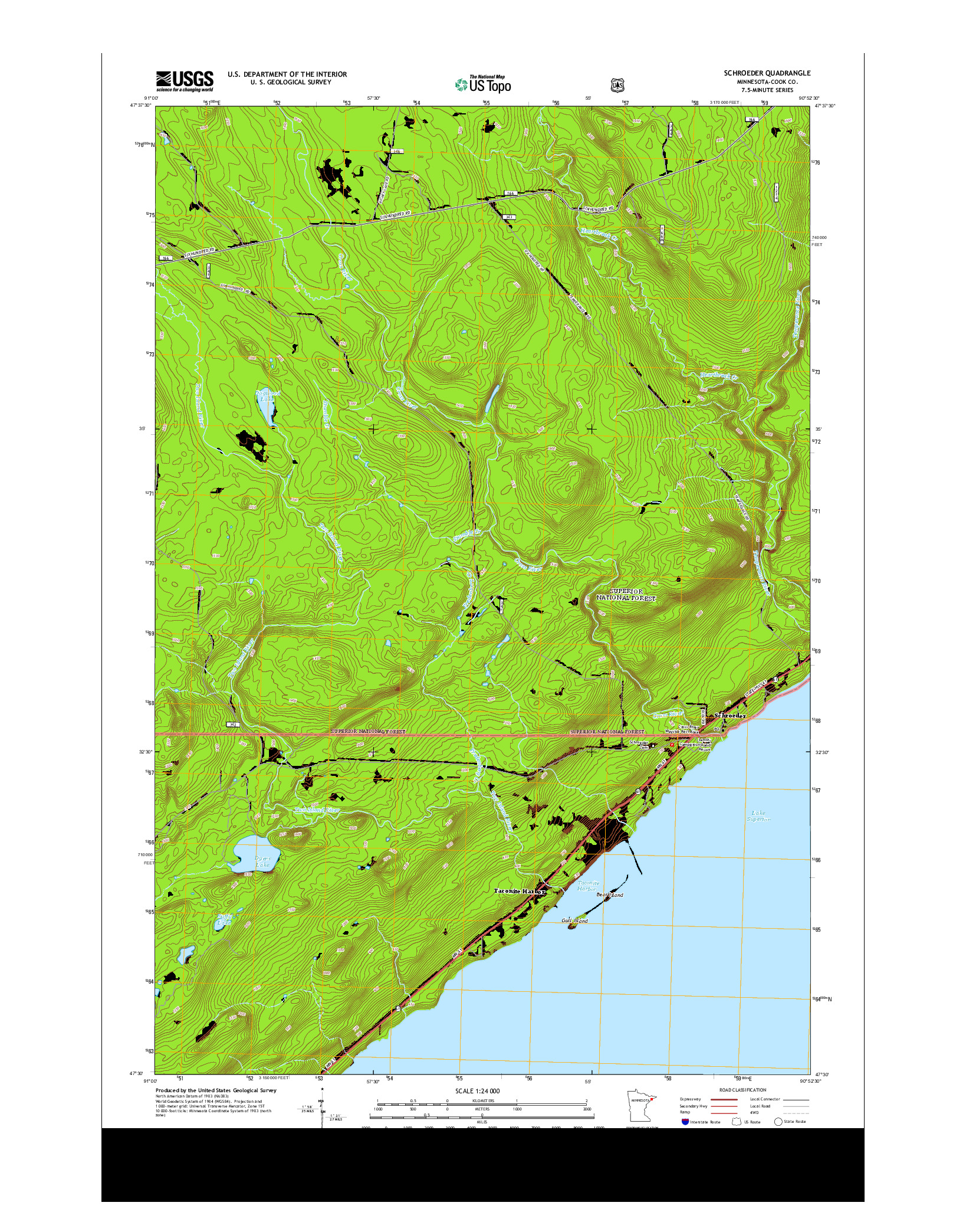 USGS US TOPO 7.5-MINUTE MAP FOR SCHROEDER, MN 2013