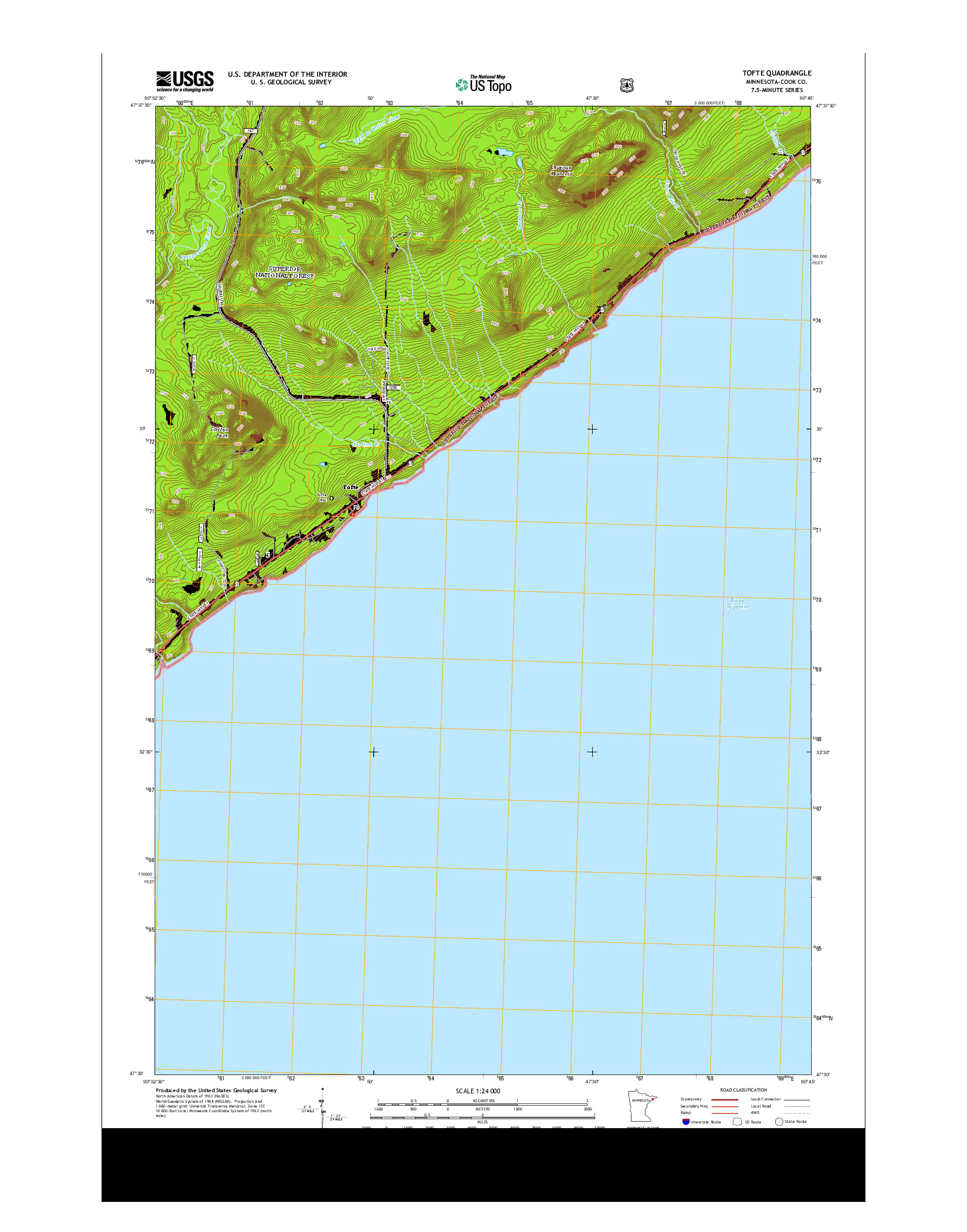 USGS US TOPO 7.5-MINUTE MAP FOR TOFTE, MN 2013