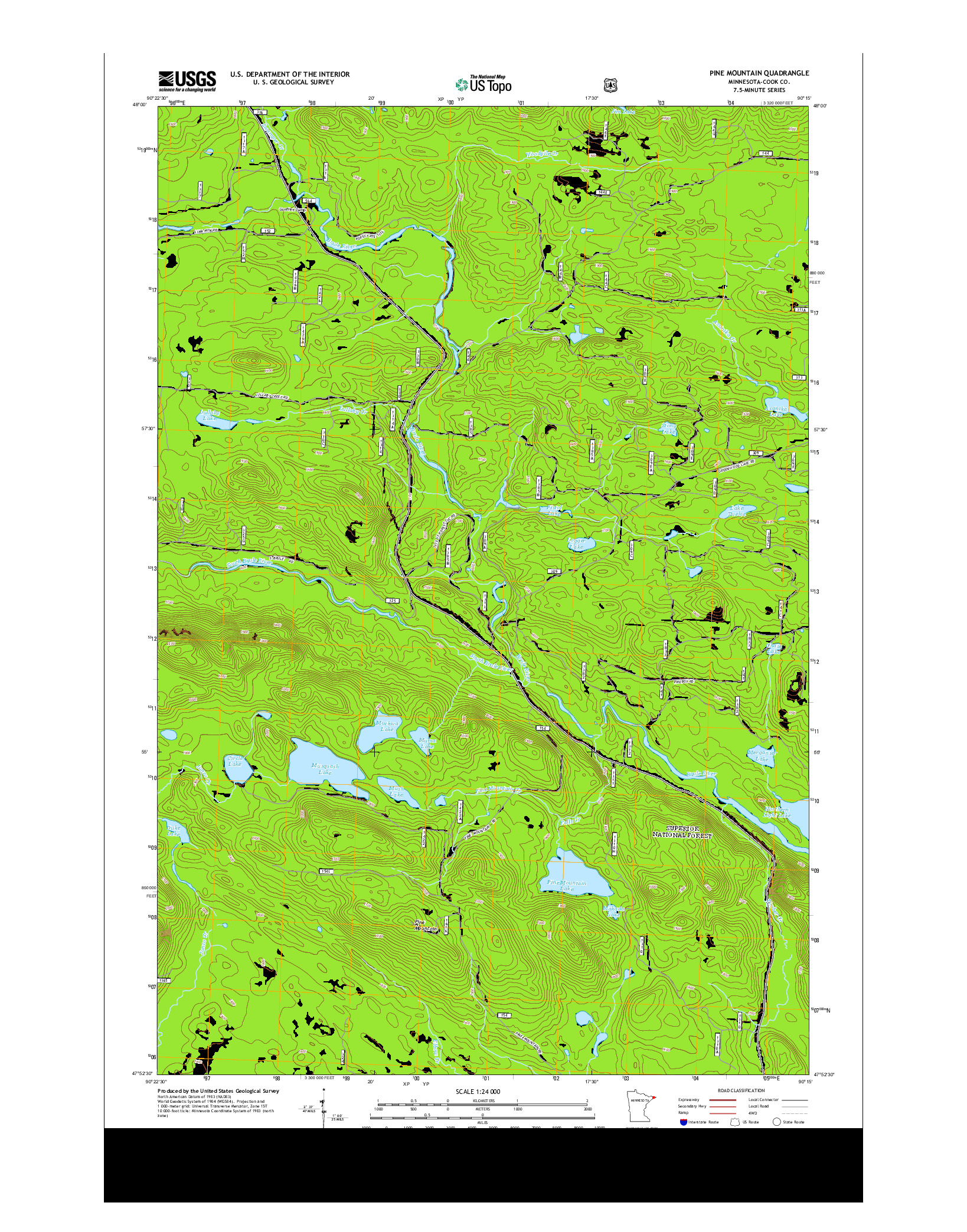 USGS US TOPO 7.5-MINUTE MAP FOR PINE MOUNTAIN, MN 2013