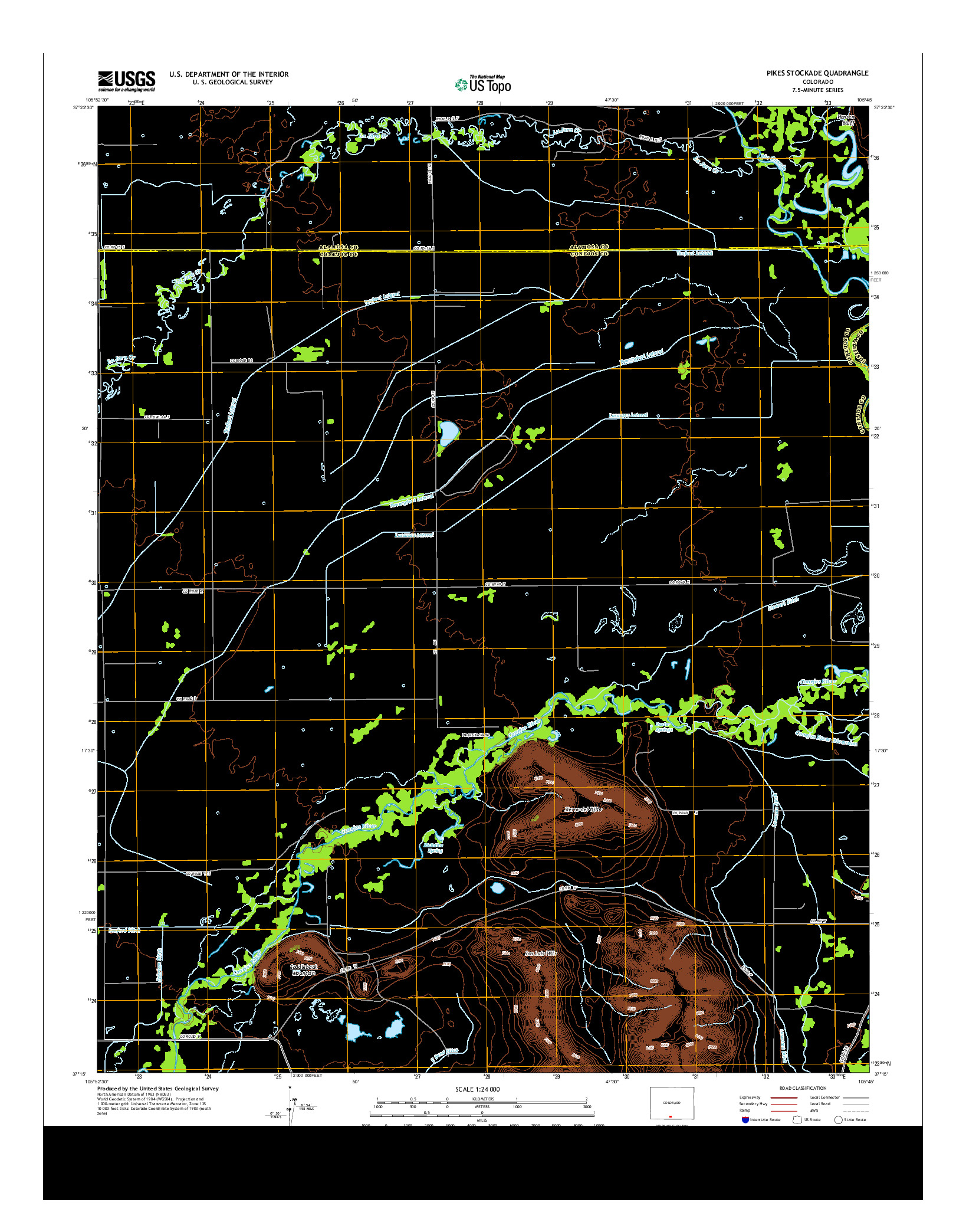 USGS US TOPO 7.5-MINUTE MAP FOR PIKES STOCKADE, CO 2013