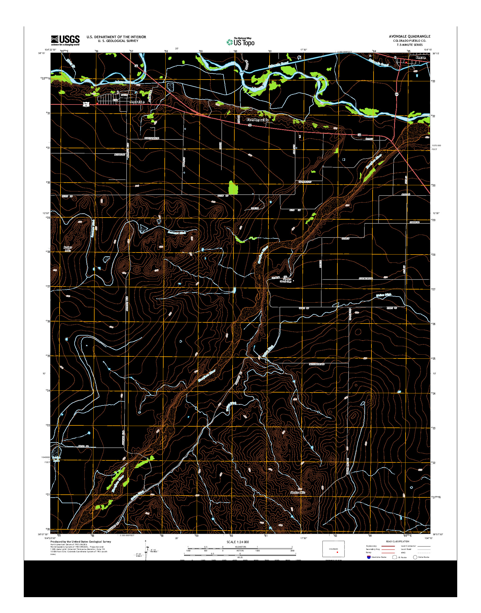 USGS US TOPO 7.5-MINUTE MAP FOR AVONDALE, CO 2013