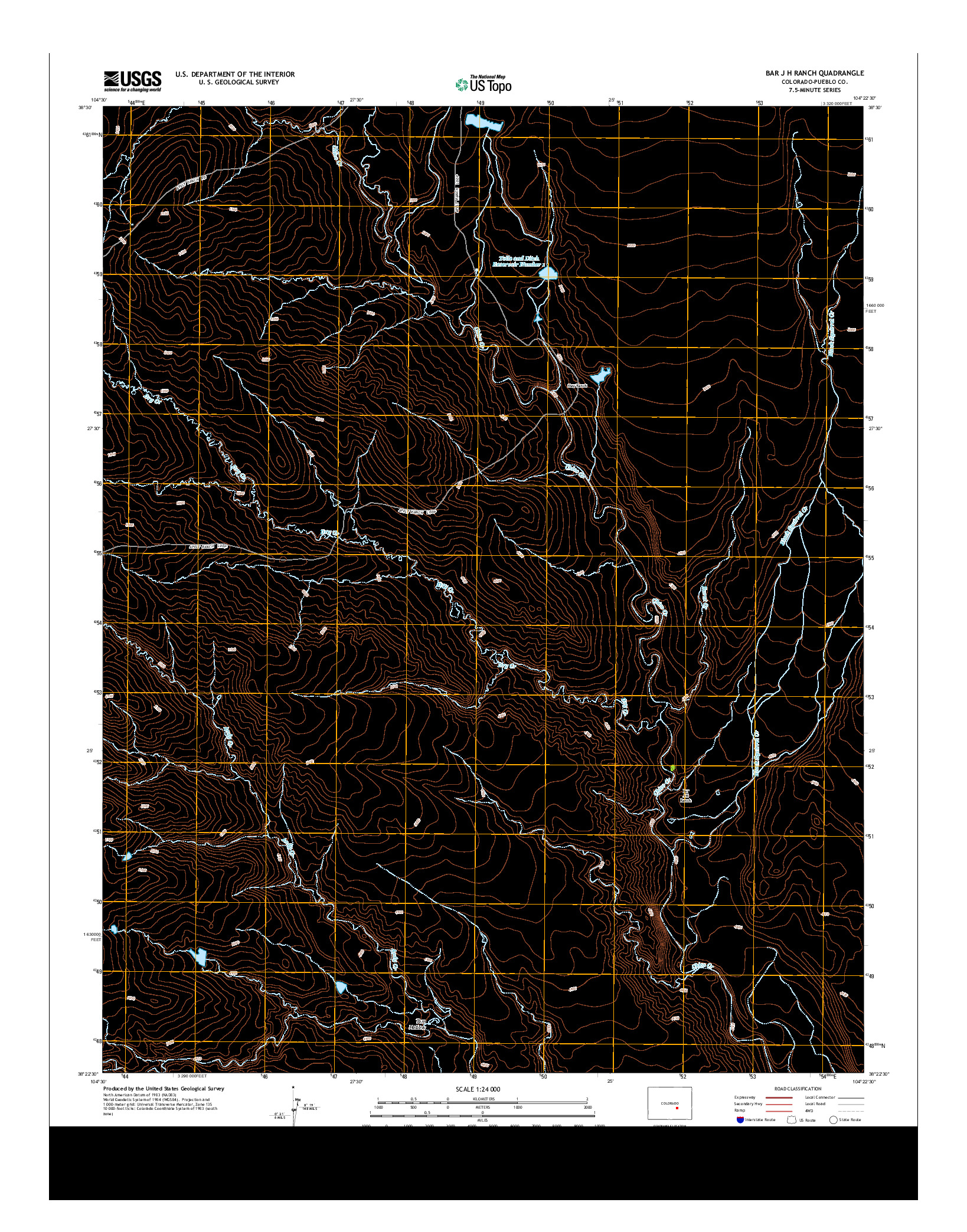 USGS US TOPO 7.5-MINUTE MAP FOR BAR J H RANCH, CO 2013