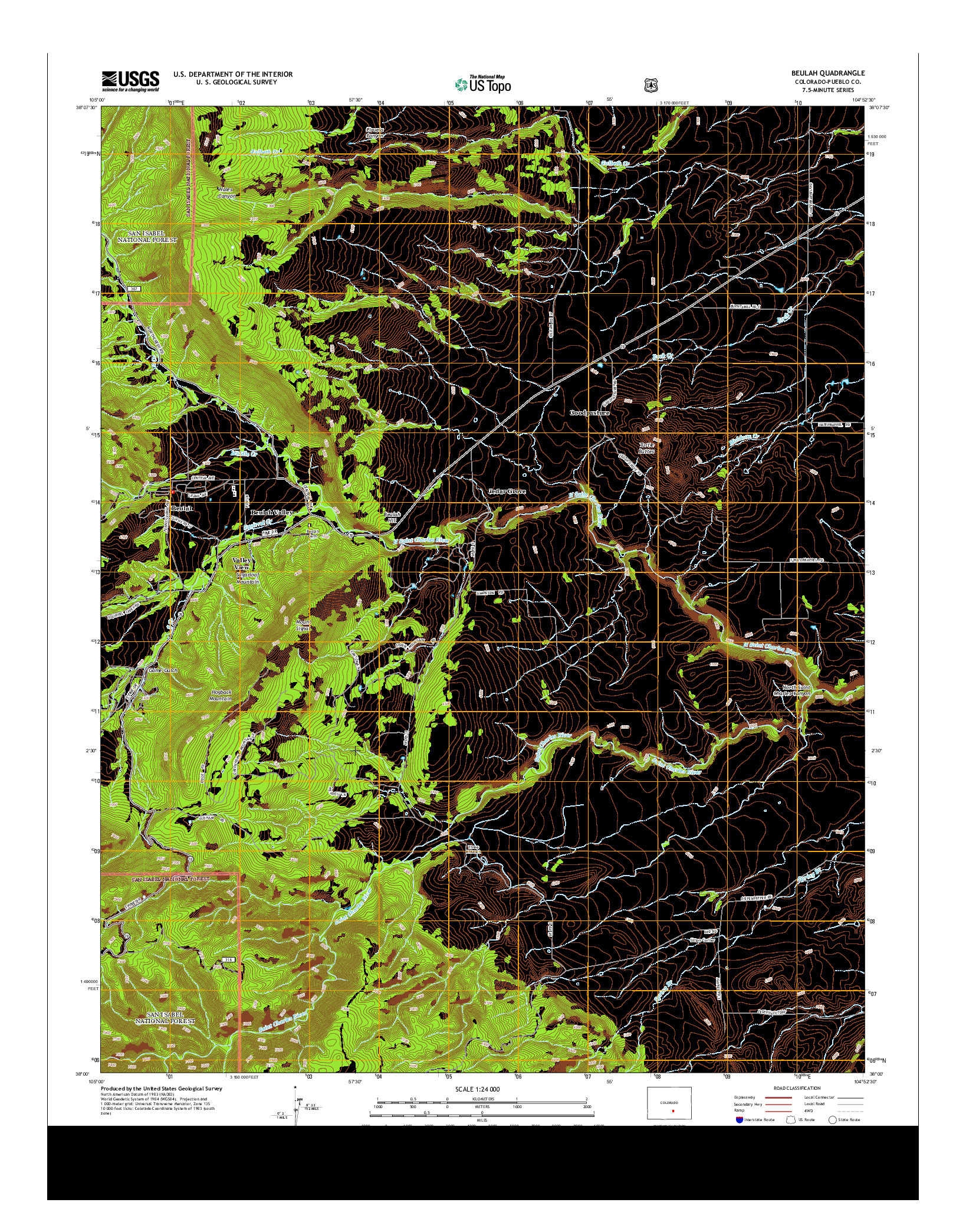 USGS US TOPO 7.5-MINUTE MAP FOR BEULAH, CO 2013