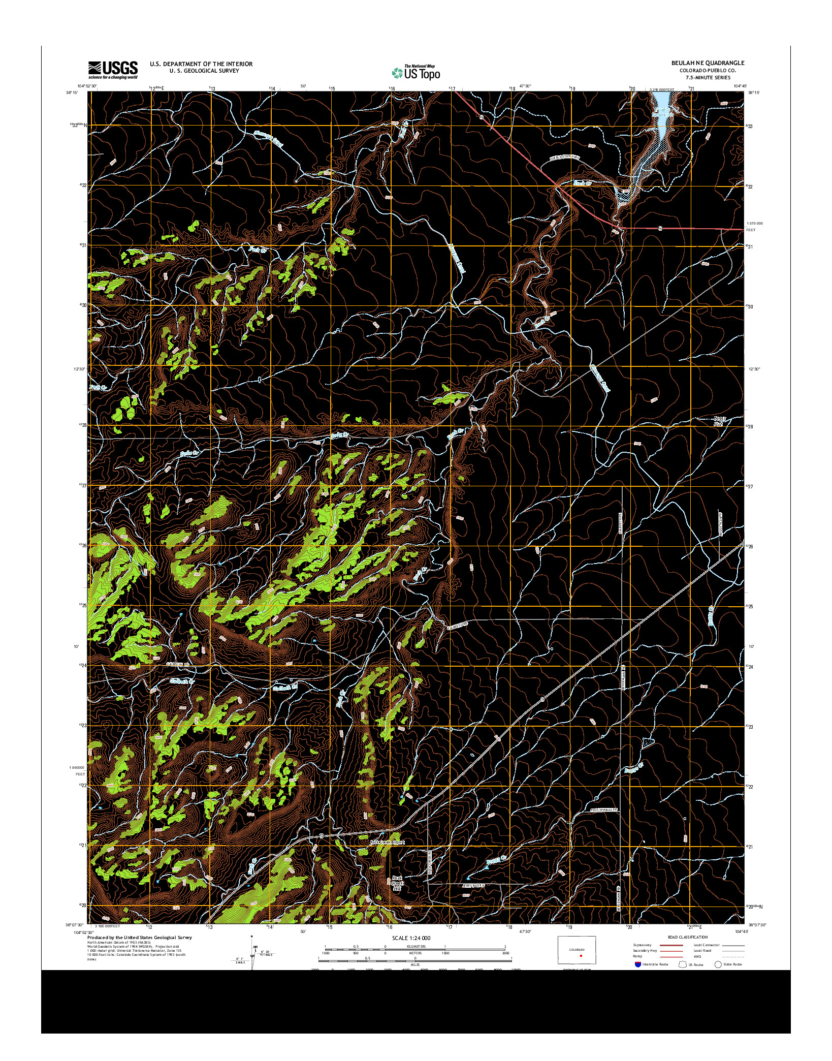 USGS US TOPO 7.5-MINUTE MAP FOR BEULAH NE, CO 2013