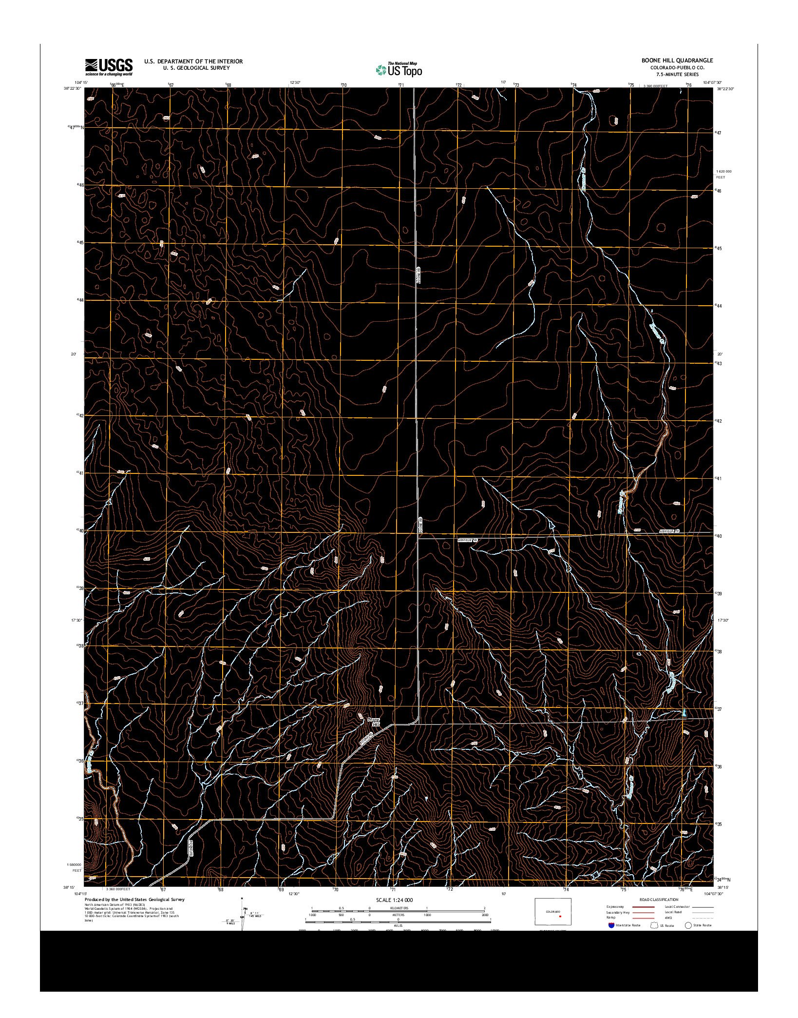 USGS US TOPO 7.5-MINUTE MAP FOR BOONE HILL, CO 2013