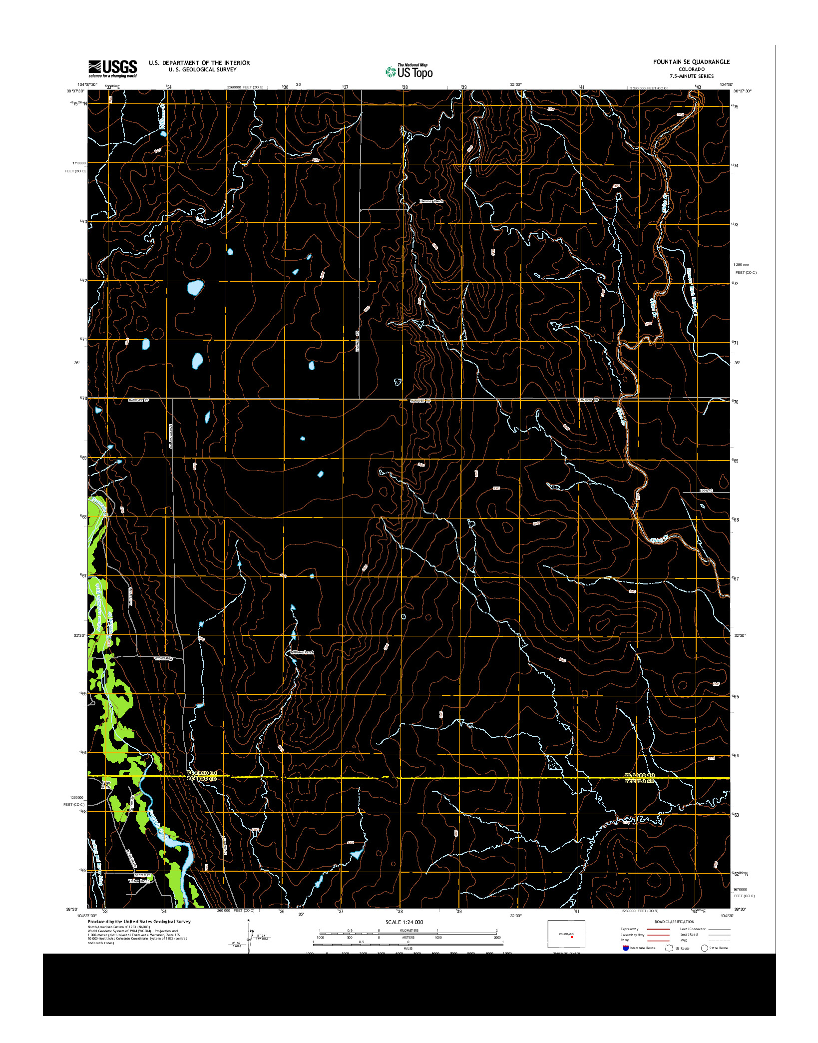 USGS US TOPO 7.5-MINUTE MAP FOR FOUNTAIN SE, CO 2013