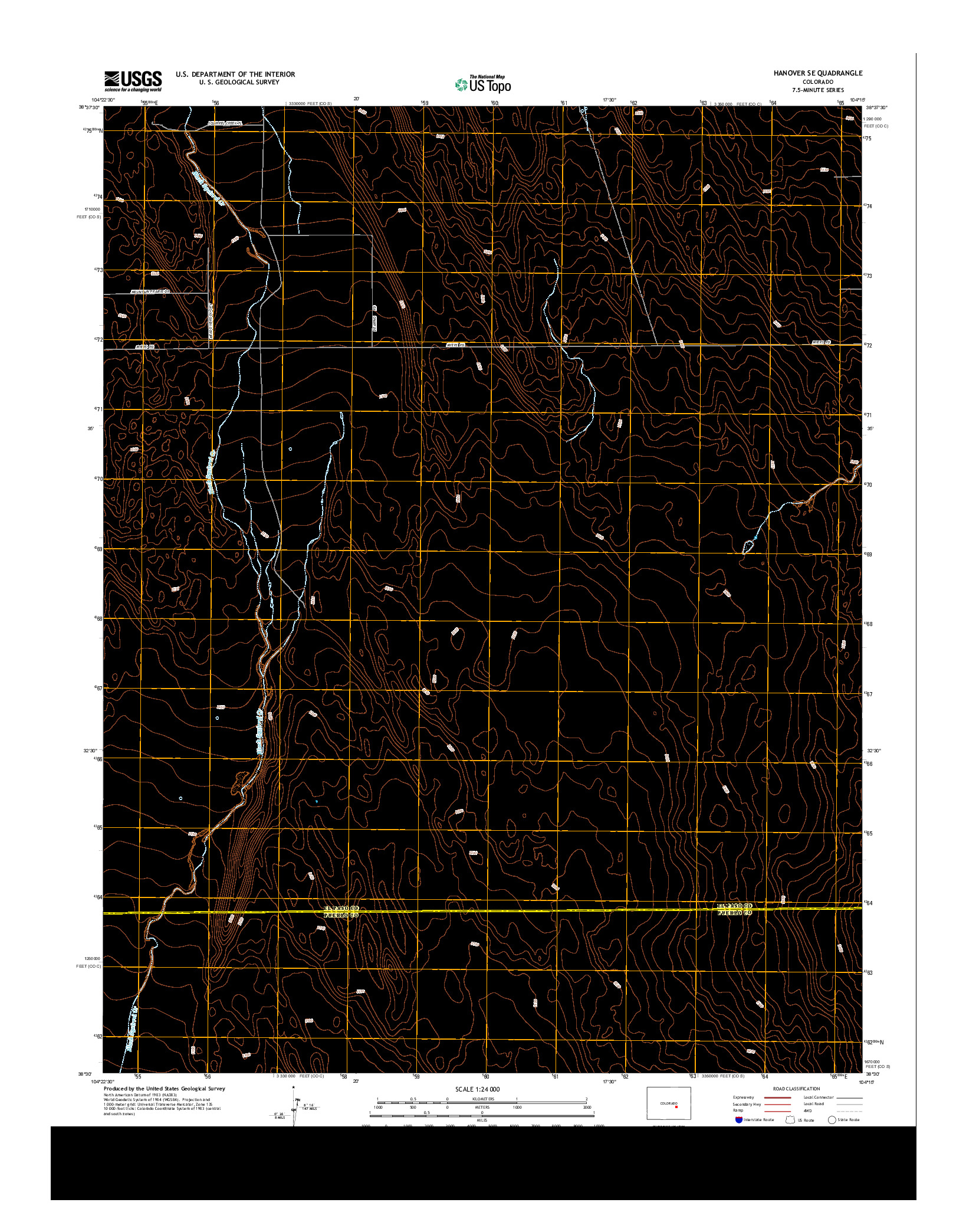 USGS US TOPO 7.5-MINUTE MAP FOR HANOVER SE, CO 2013