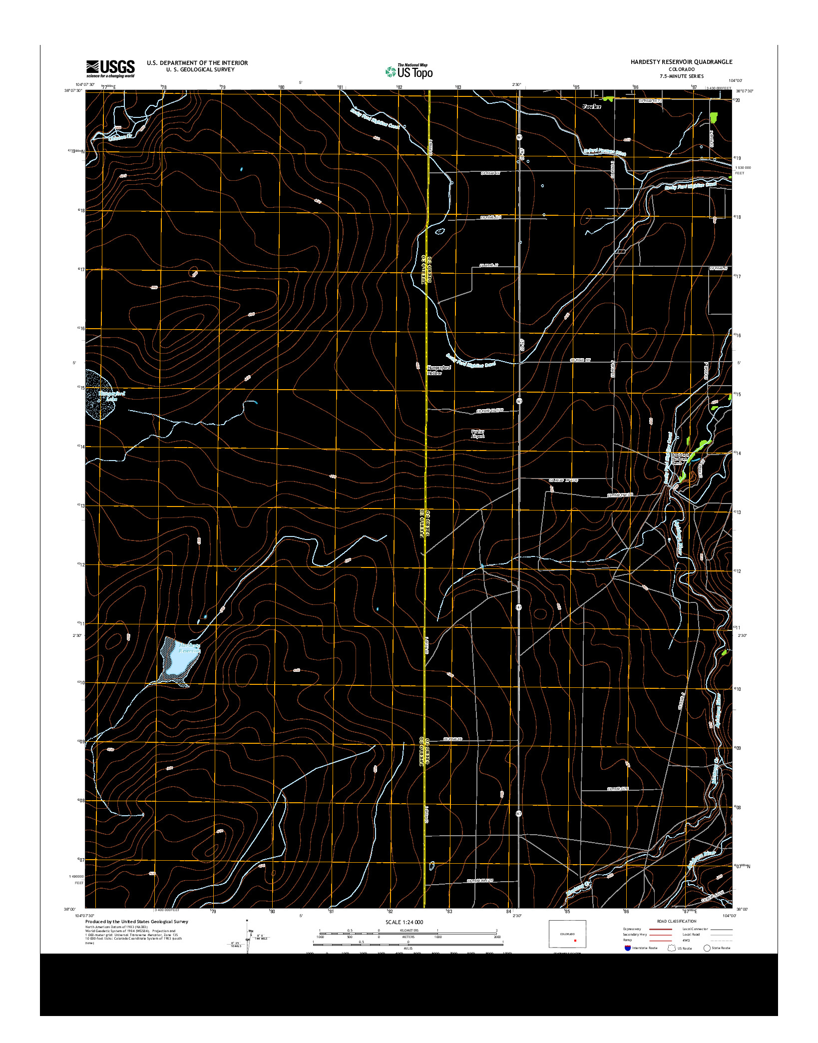 USGS US TOPO 7.5-MINUTE MAP FOR HARDESTY RESERVOIR, CO 2013