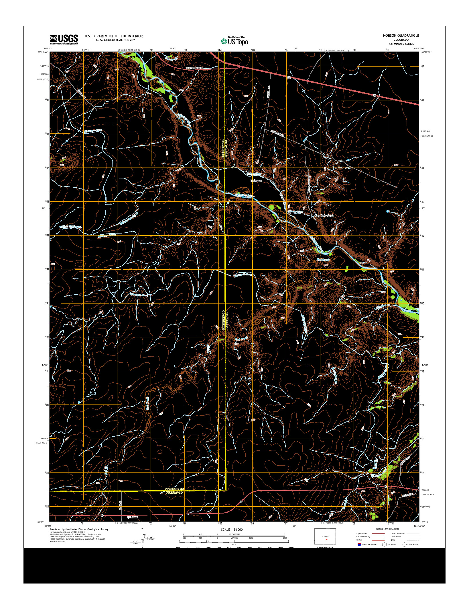 USGS US TOPO 7.5-MINUTE MAP FOR HOBSON, CO 2013