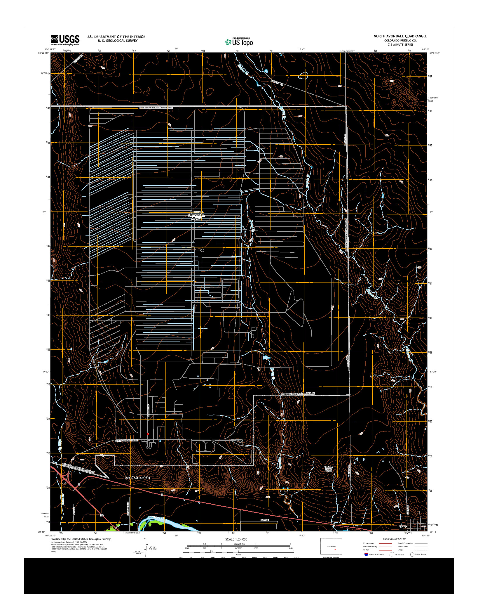 USGS US TOPO 7.5-MINUTE MAP FOR NORTH AVONDALE, CO 2013