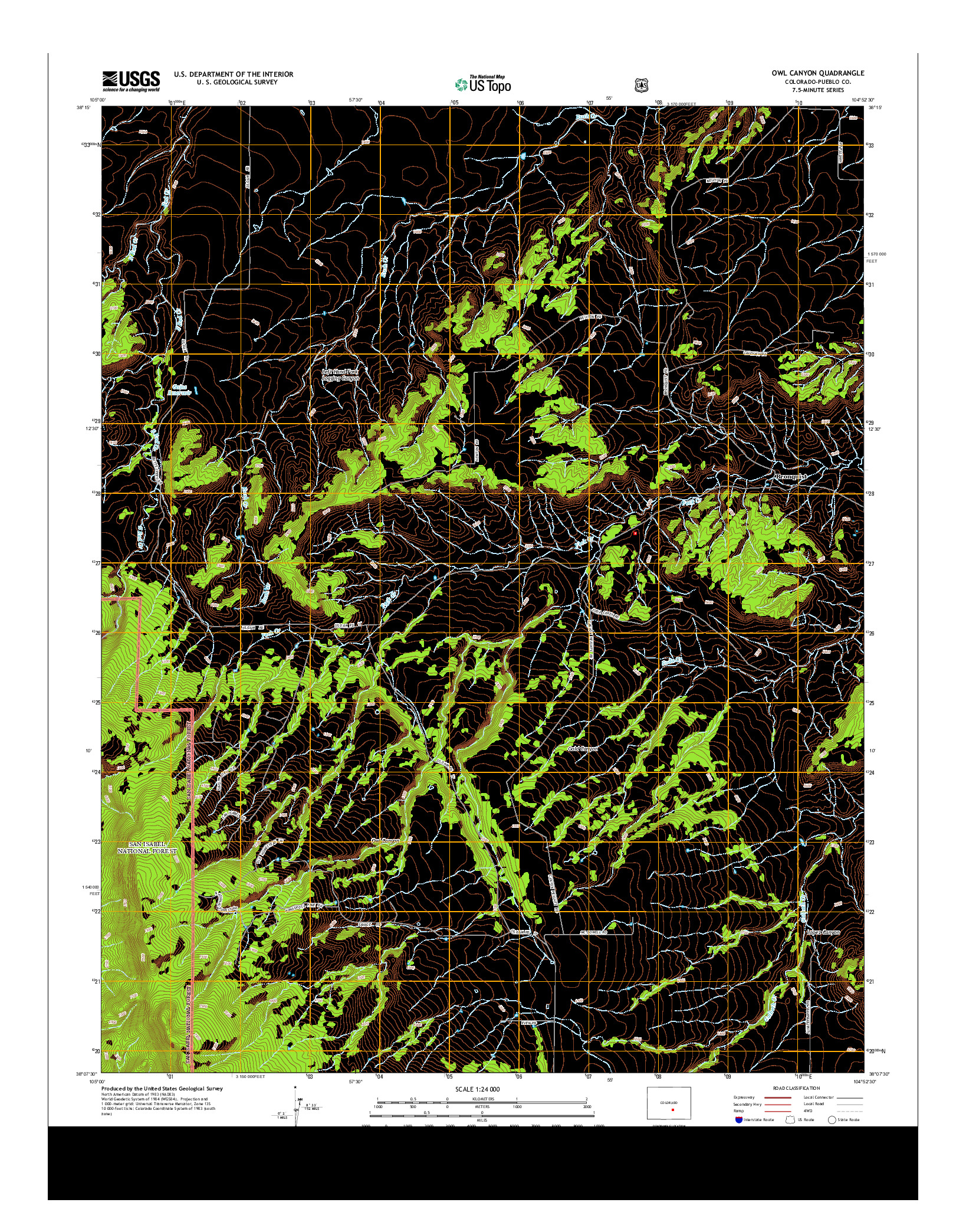 USGS US TOPO 7.5-MINUTE MAP FOR OWL CANYON, CO 2013