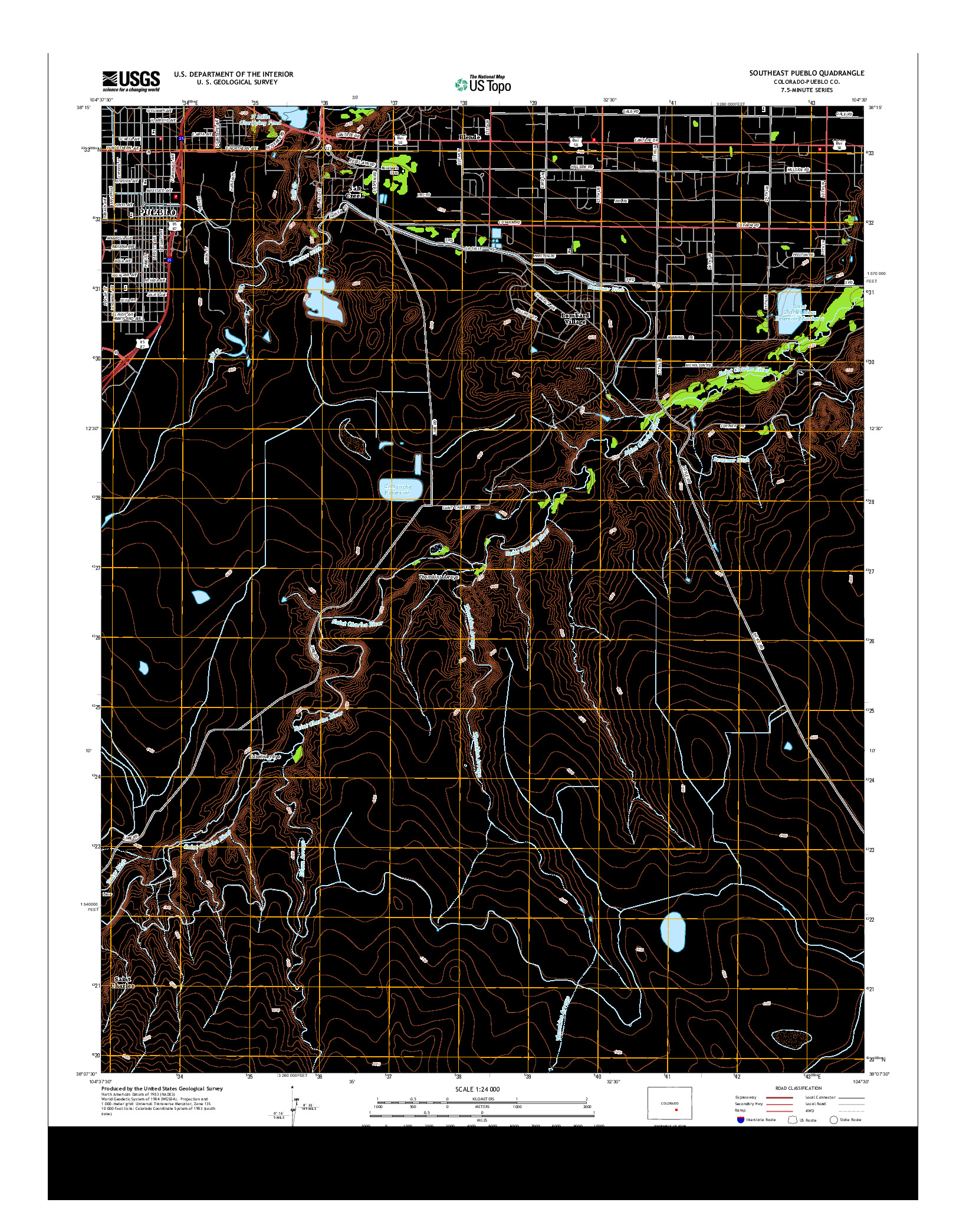 USGS US TOPO 7.5-MINUTE MAP FOR SOUTHEAST PUEBLO, CO 2013