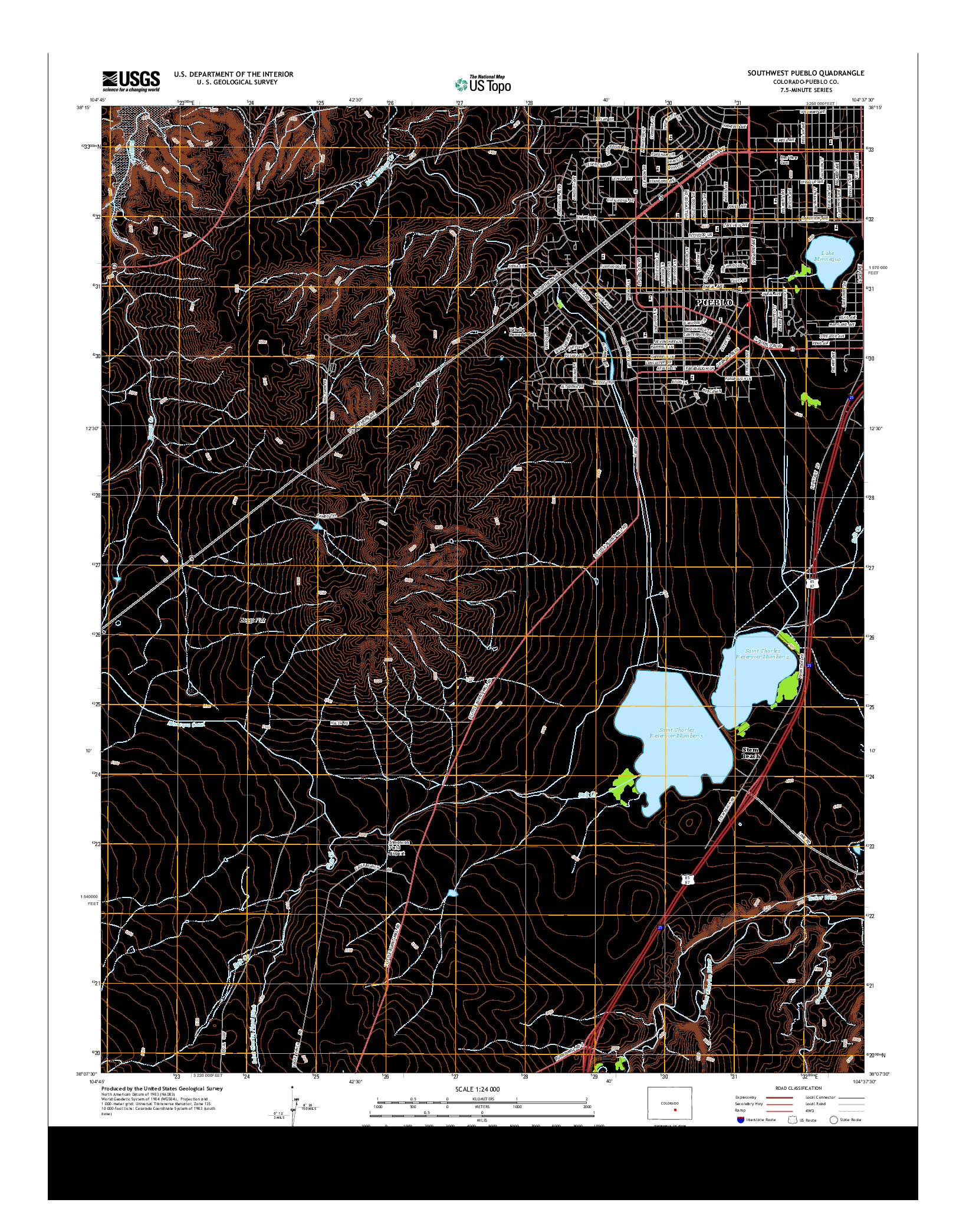 USGS US TOPO 7.5-MINUTE MAP FOR SOUTHWEST PUEBLO, CO 2013