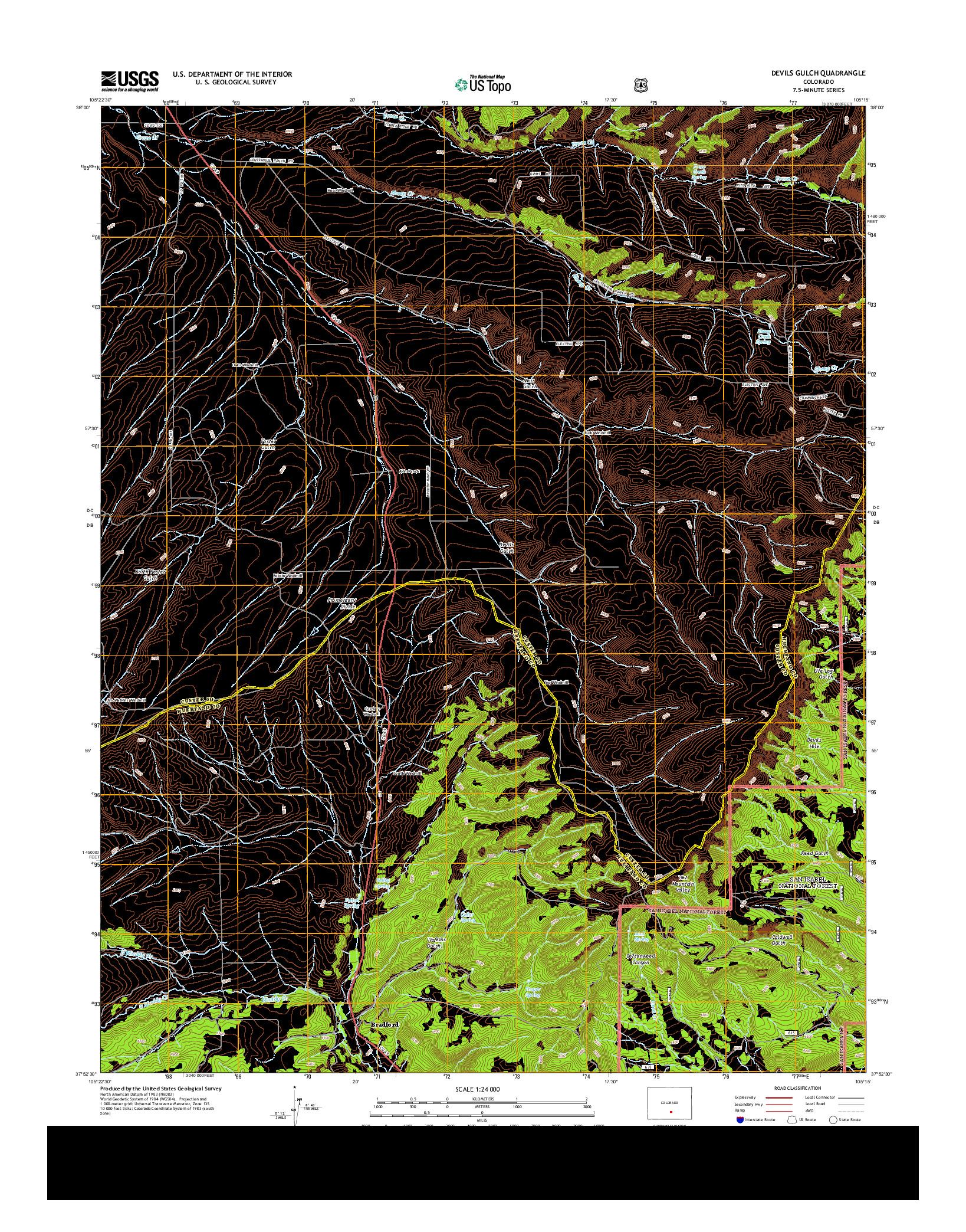 USGS US TOPO 7.5-MINUTE MAP FOR DEVILS GULCH, CO 2013