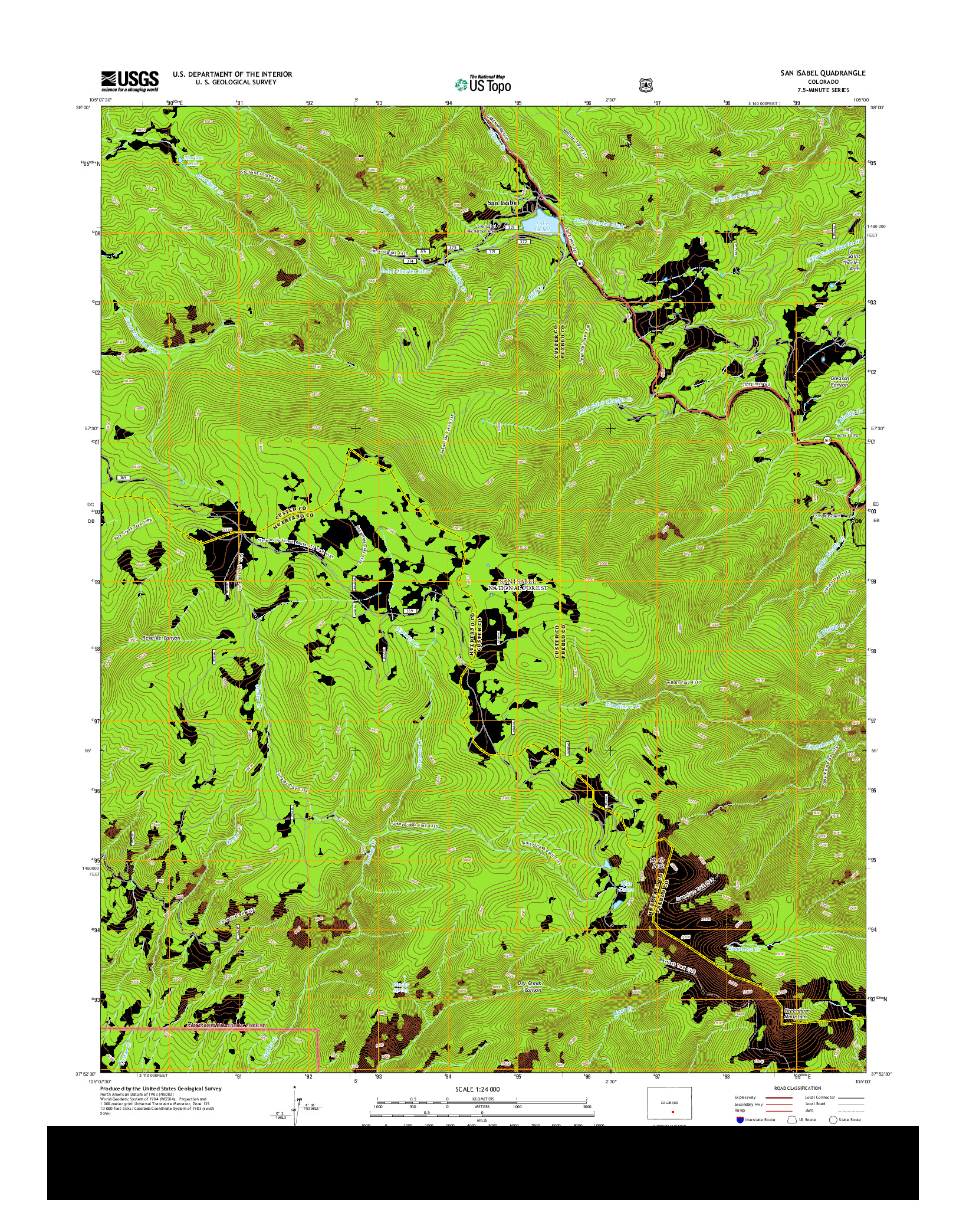 USGS US TOPO 7.5-MINUTE MAP FOR SAN ISABEL, CO 2013