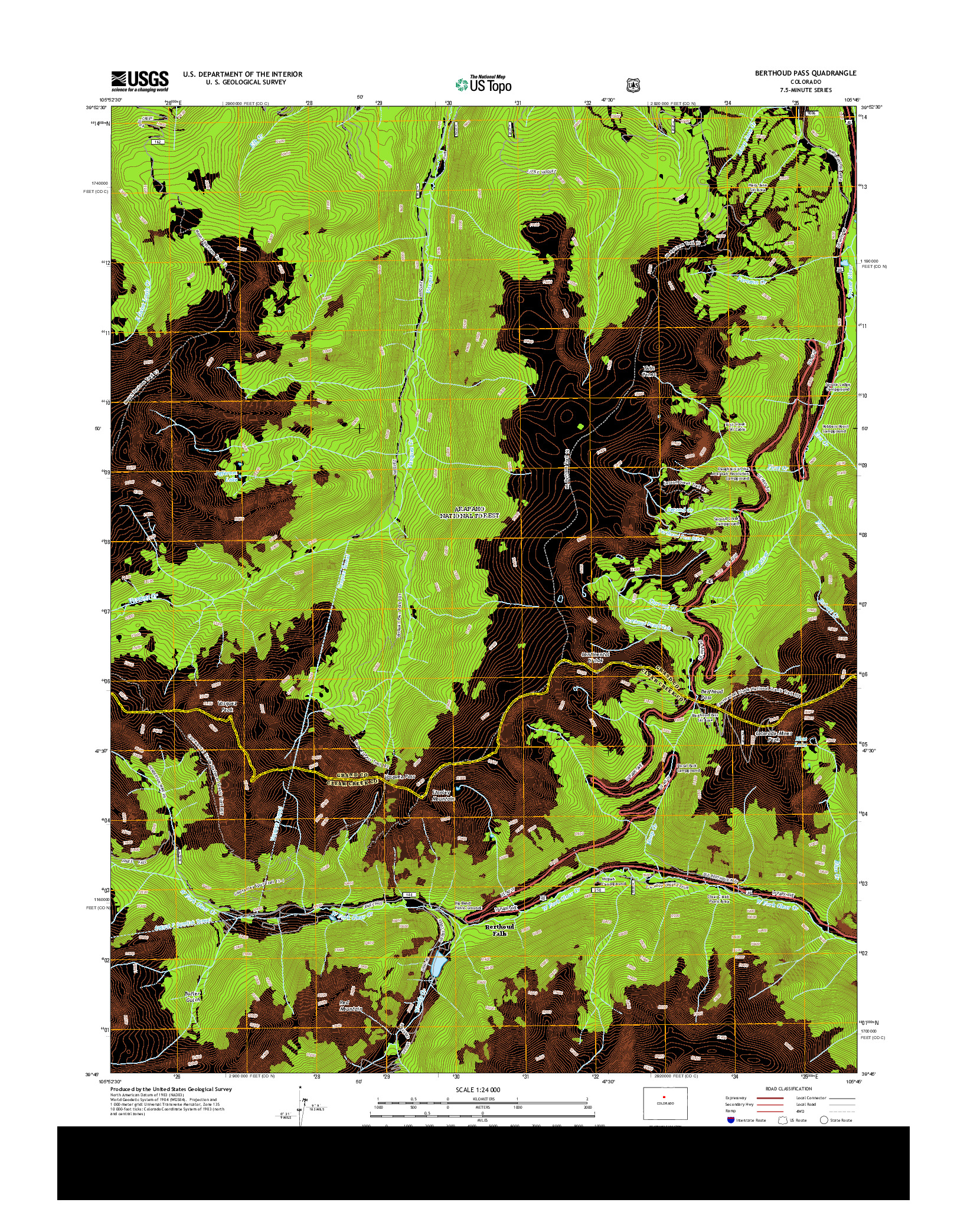 USGS US TOPO 7.5-MINUTE MAP FOR BERTHOUD PASS, CO 2013