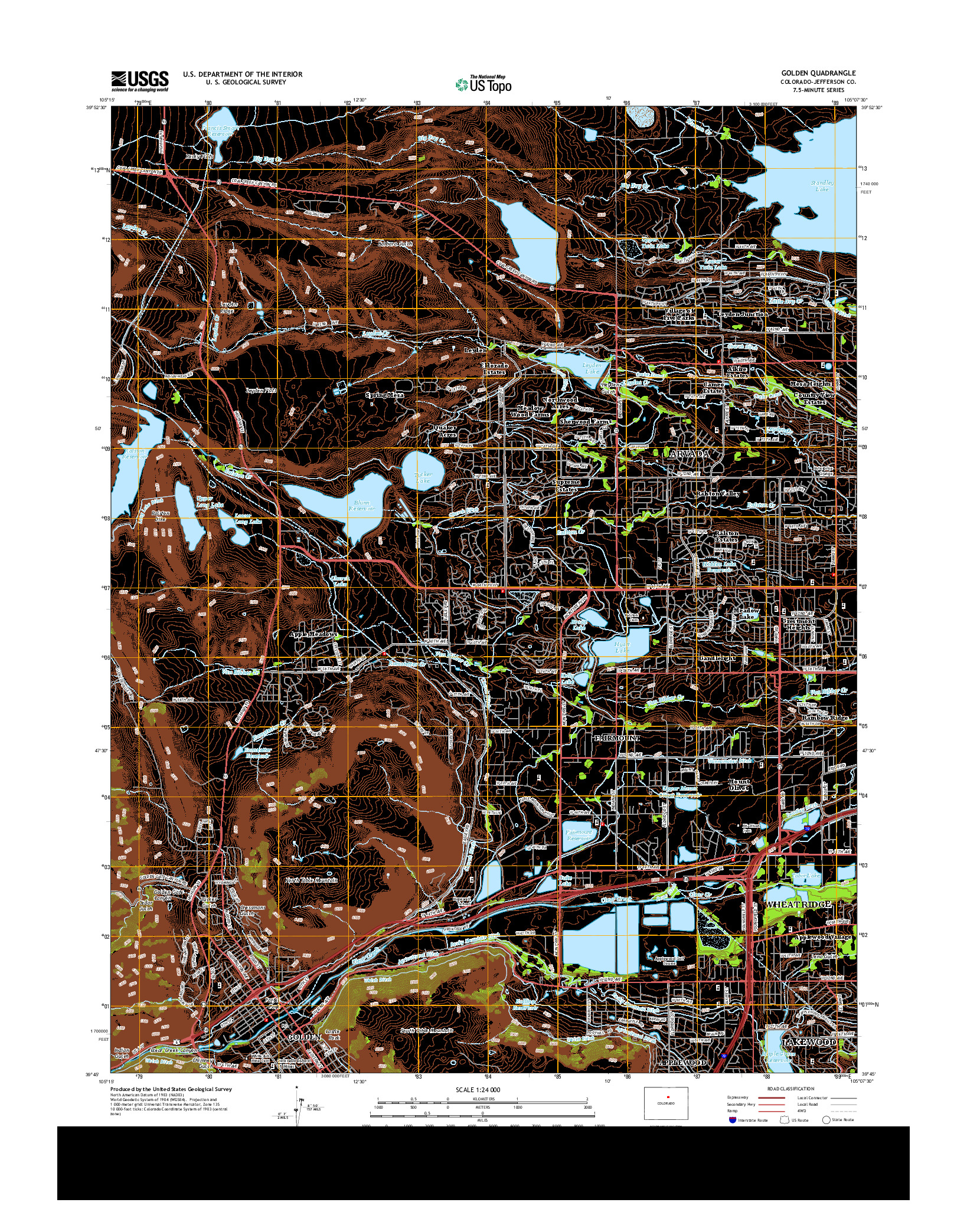 USGS US TOPO 7.5-MINUTE MAP FOR GOLDEN, CO 2013