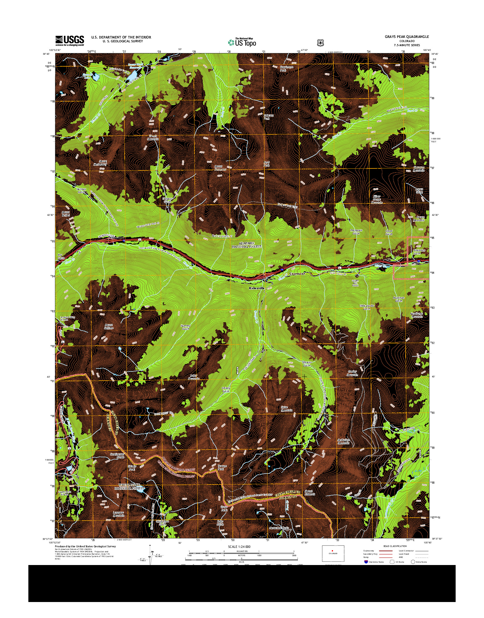 USGS US TOPO 7.5-MINUTE MAP FOR GRAYS PEAK, CO 2013