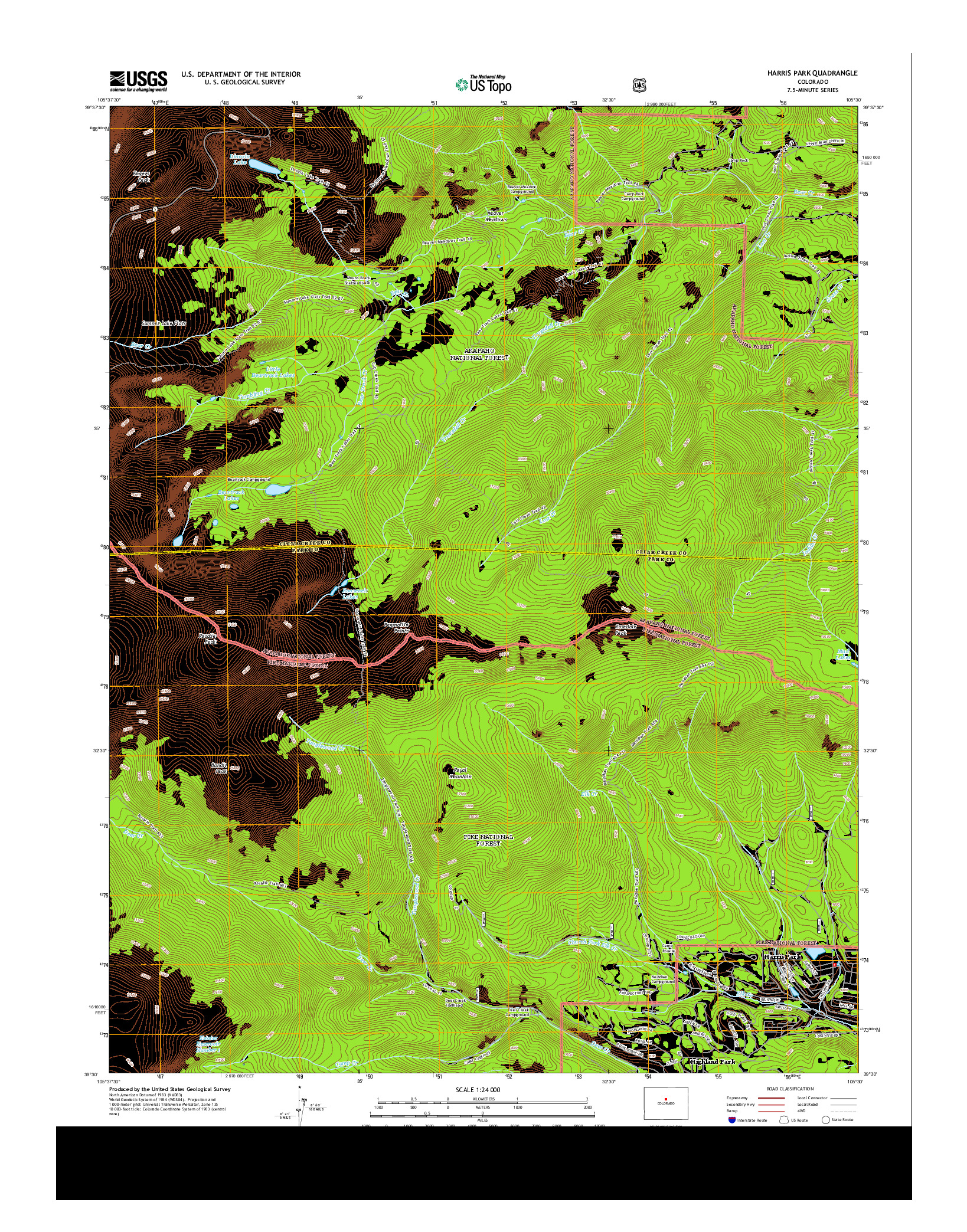 USGS US TOPO 7.5-MINUTE MAP FOR HARRIS PARK, CO 2013