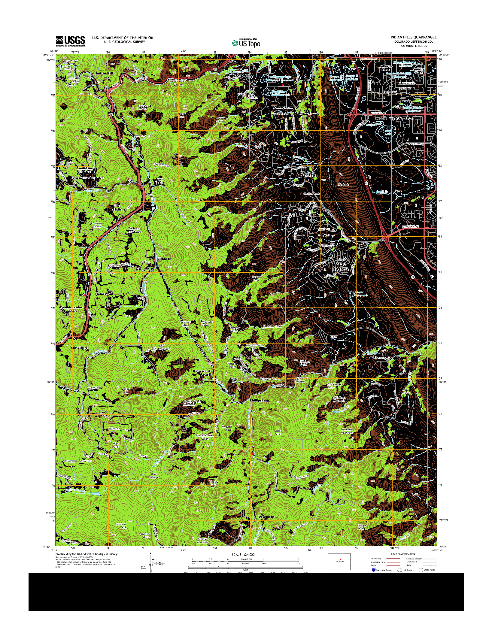 USGS US TOPO 7.5-MINUTE MAP FOR INDIAN HILLS, CO 2013