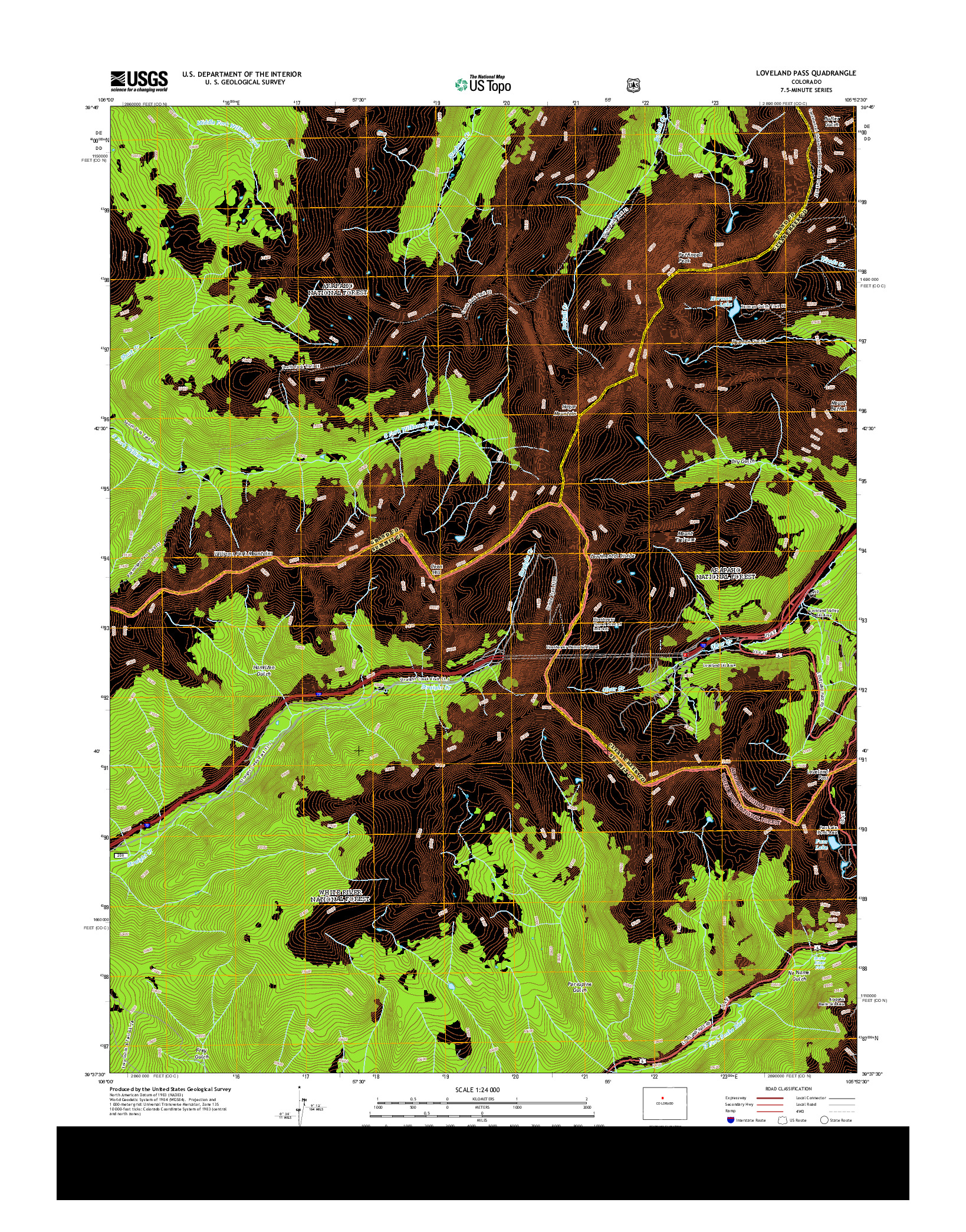 USGS US TOPO 7.5-MINUTE MAP FOR LOVELAND PASS, CO 2013