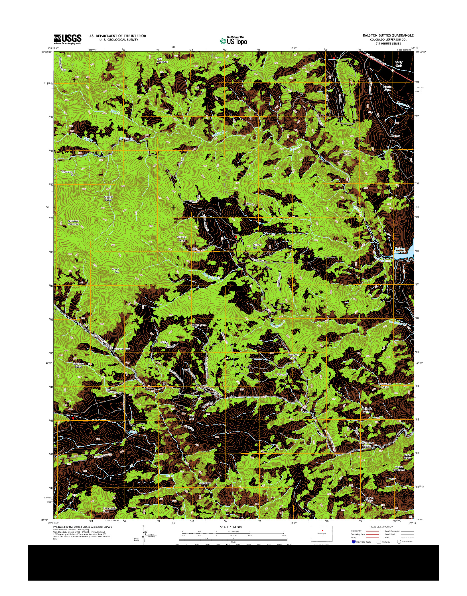 USGS US TOPO 7.5-MINUTE MAP FOR RALSTON BUTTES, CO 2013