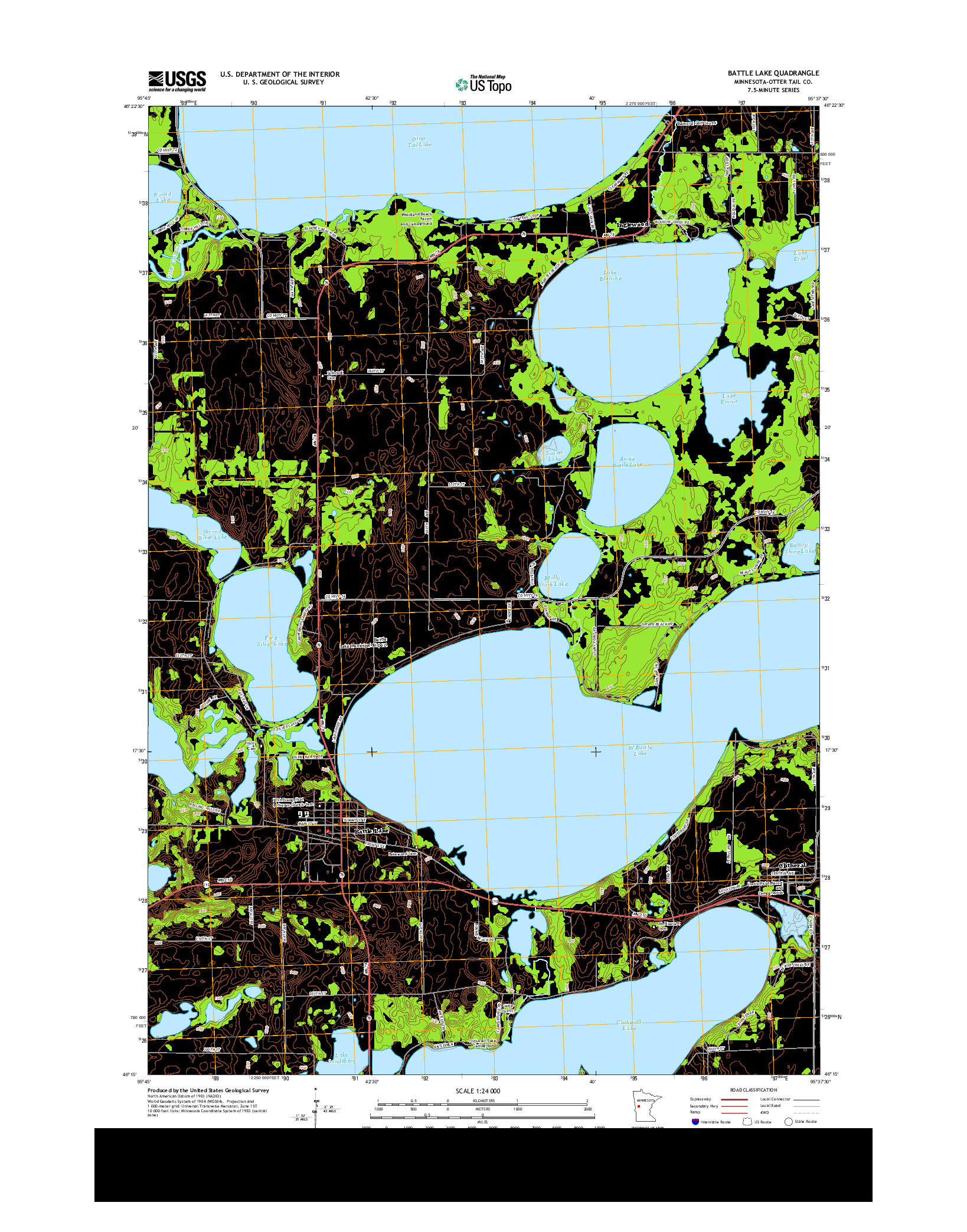 USGS US TOPO 7.5-MINUTE MAP FOR BATTLE LAKE, MN 2013