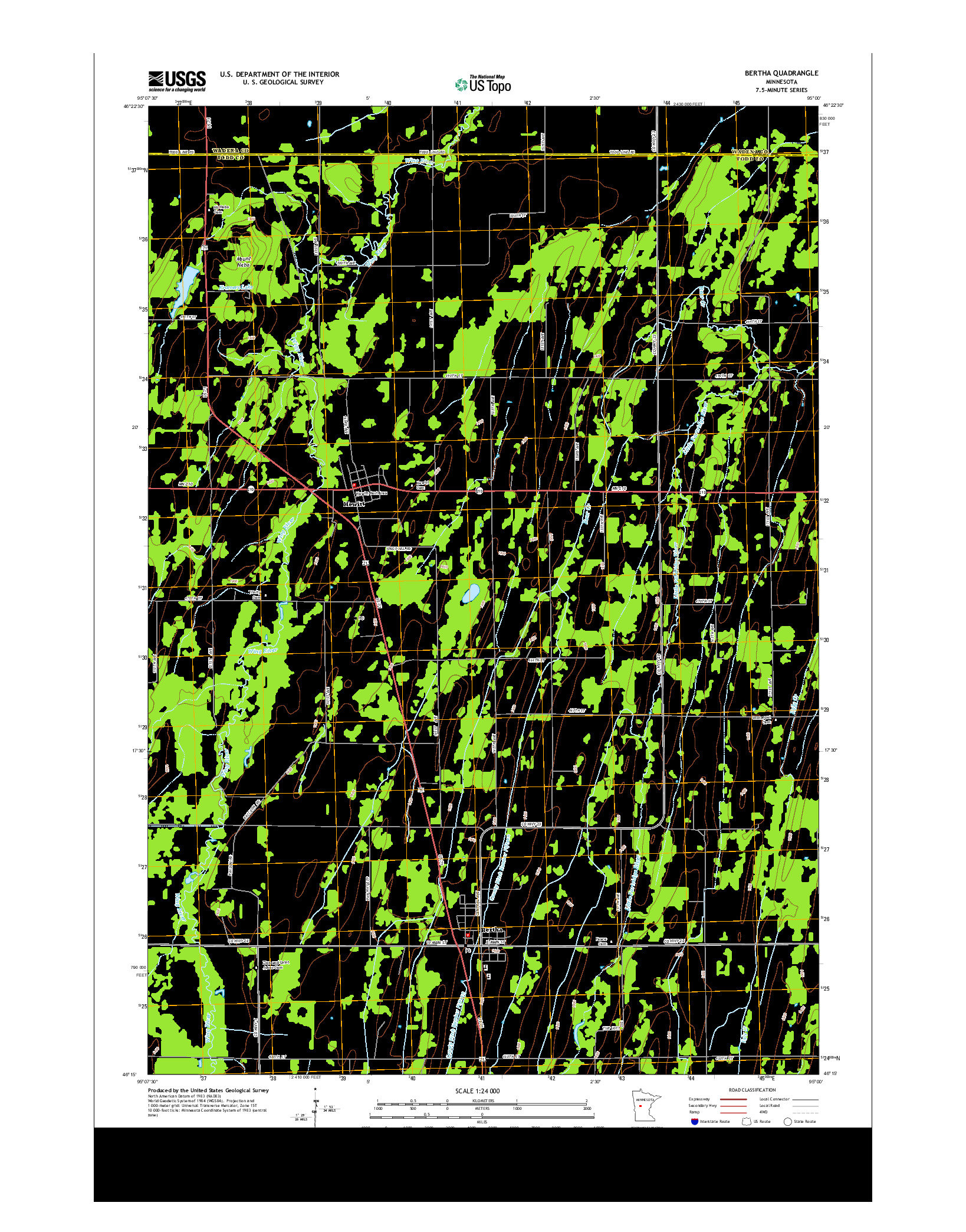 USGS US TOPO 7.5-MINUTE MAP FOR BERTHA, MN 2013