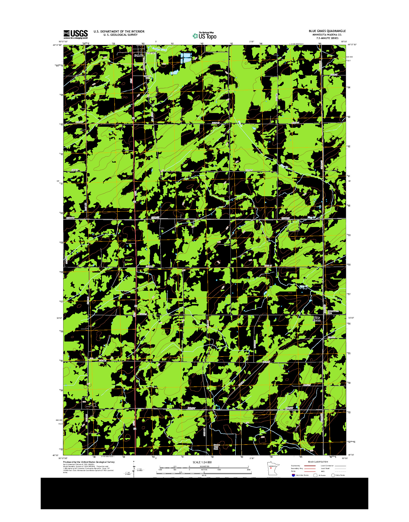 USGS US TOPO 7.5-MINUTE MAP FOR BLUE GRASS, MN 2013