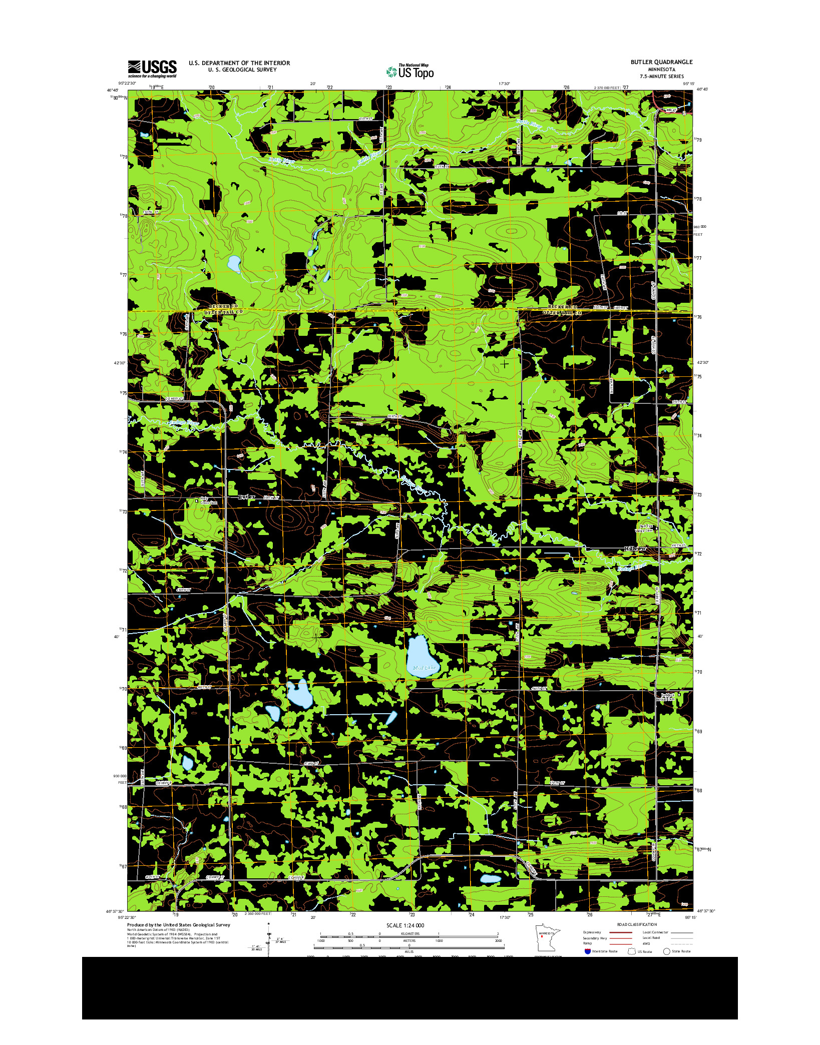 USGS US TOPO 7.5-MINUTE MAP FOR BUTLER, MN 2013