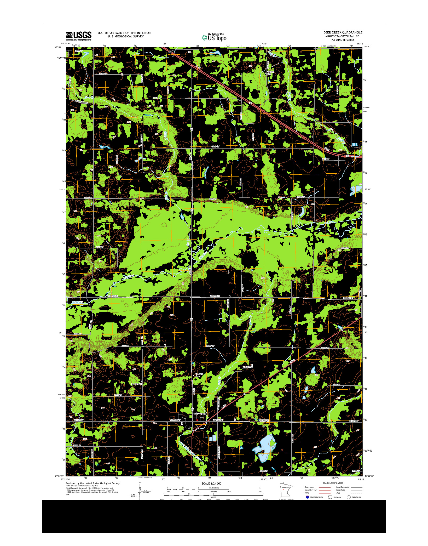 USGS US TOPO 7.5-MINUTE MAP FOR DEER CREEK, MN 2013
