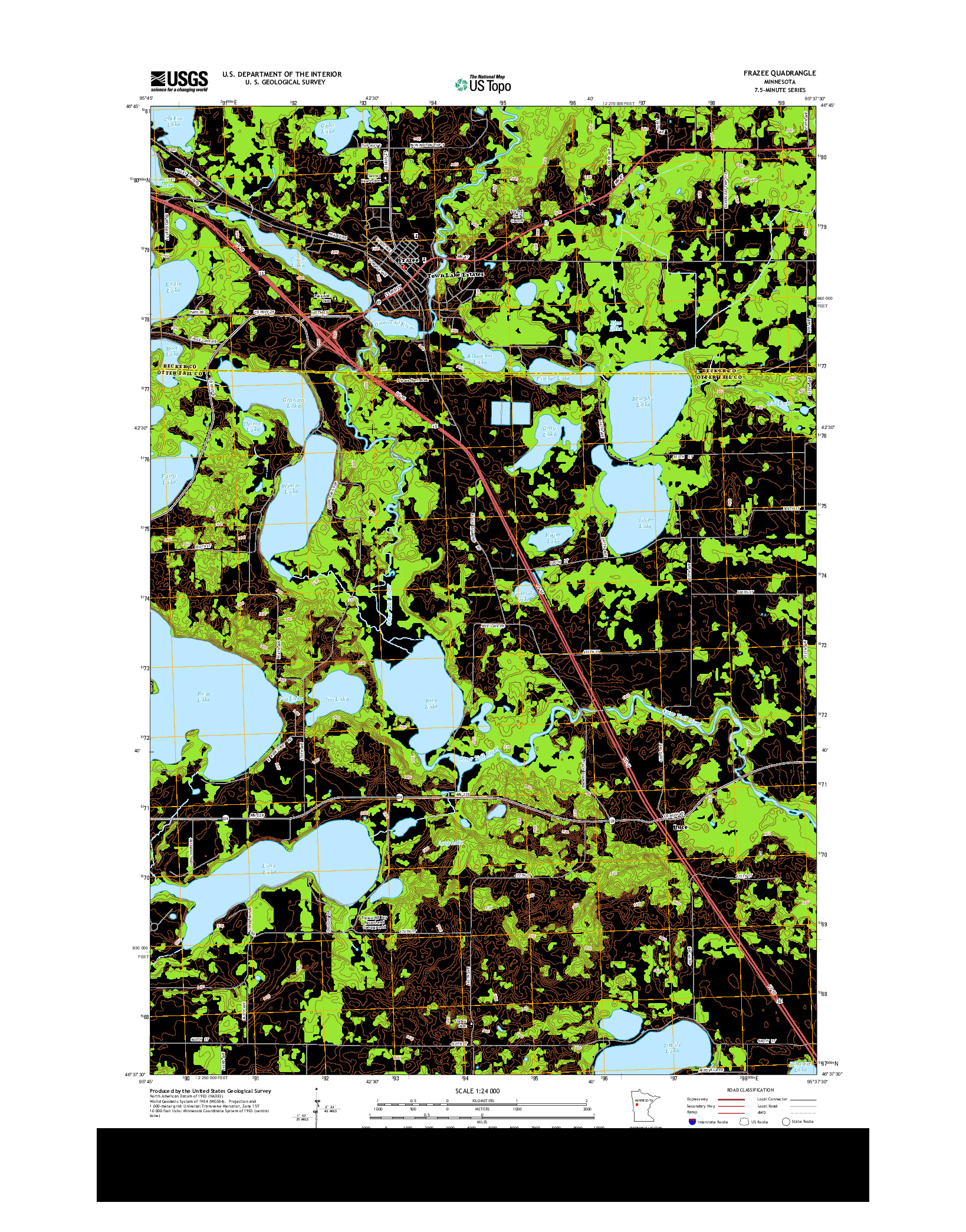 USGS US TOPO 7.5-MINUTE MAP FOR FRAZEE, MN 2013