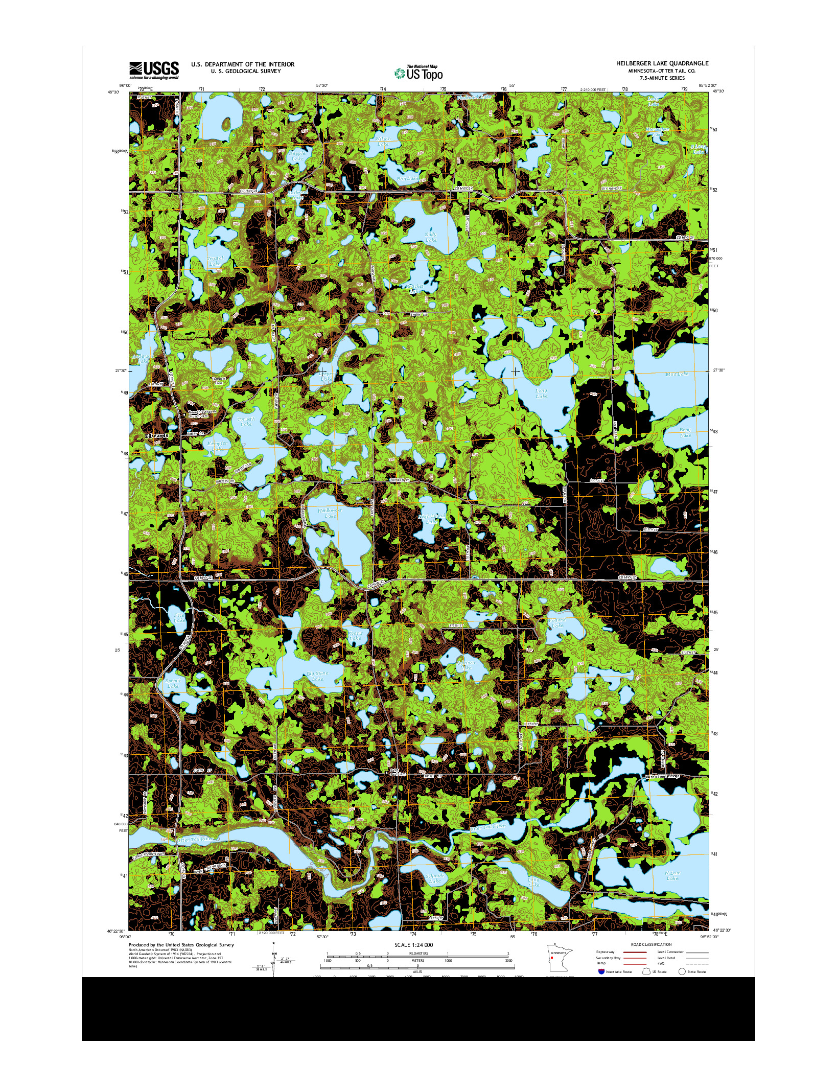 USGS US TOPO 7.5-MINUTE MAP FOR HEILBERGER LAKE, MN 2013