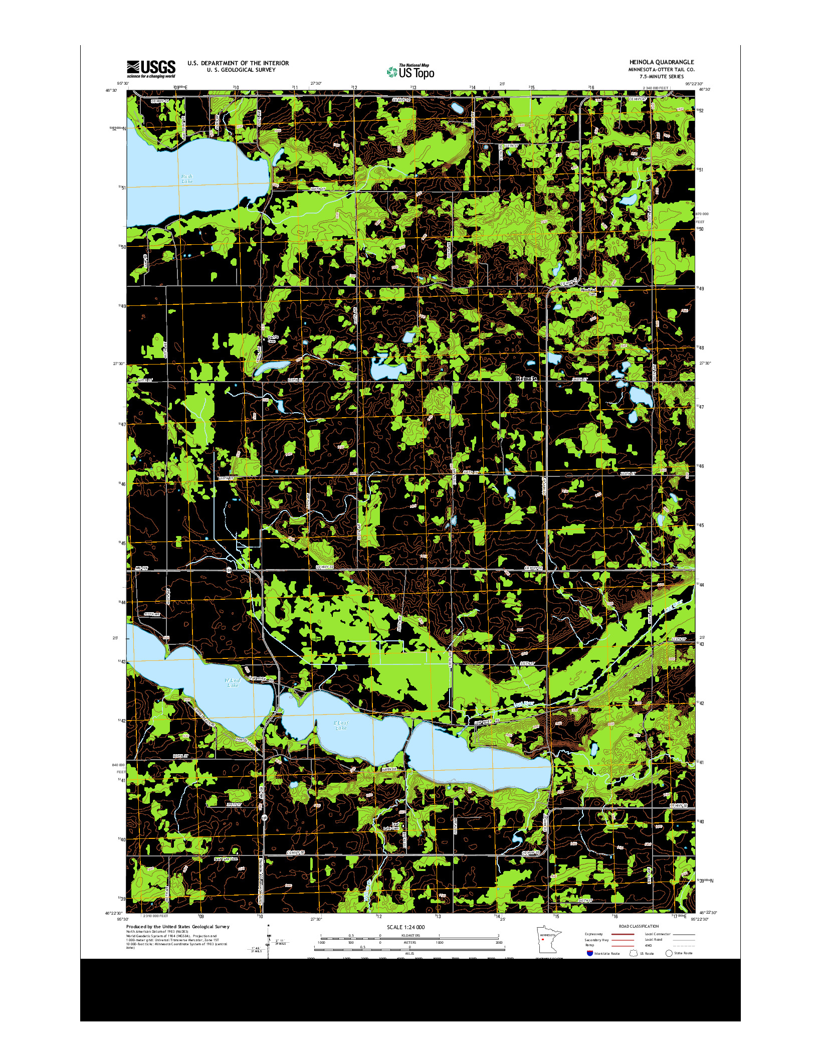 USGS US TOPO 7.5-MINUTE MAP FOR HEINOLA, MN 2013