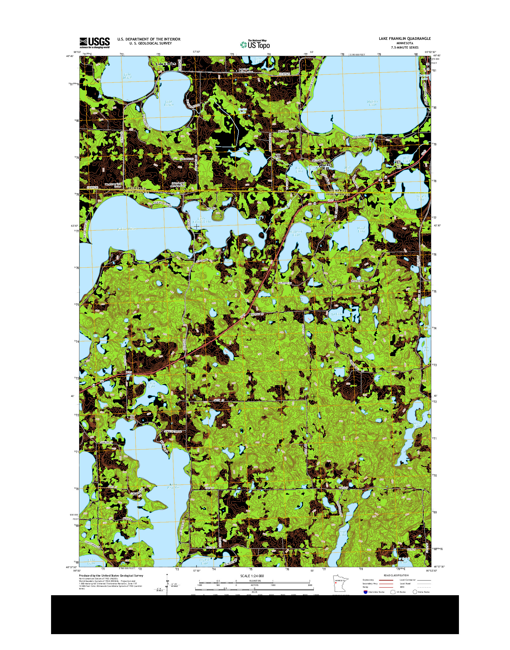 USGS US TOPO 7.5-MINUTE MAP FOR LAKE FRANKLIN, MN 2013