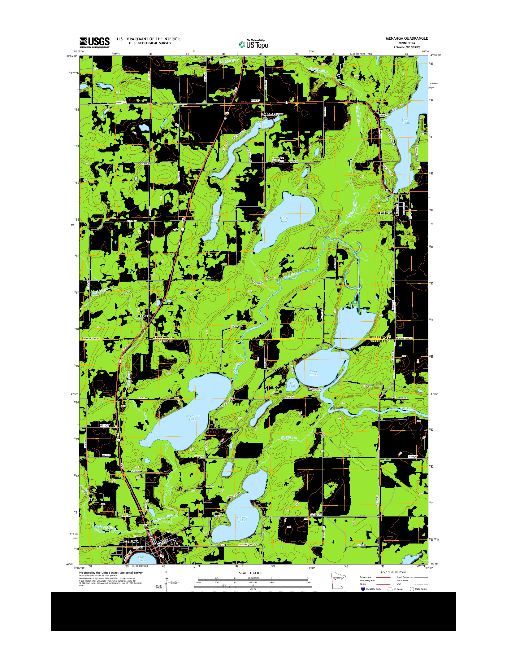 USGS US TOPO 7.5-MINUTE MAP FOR MENAHGA, MN 2013