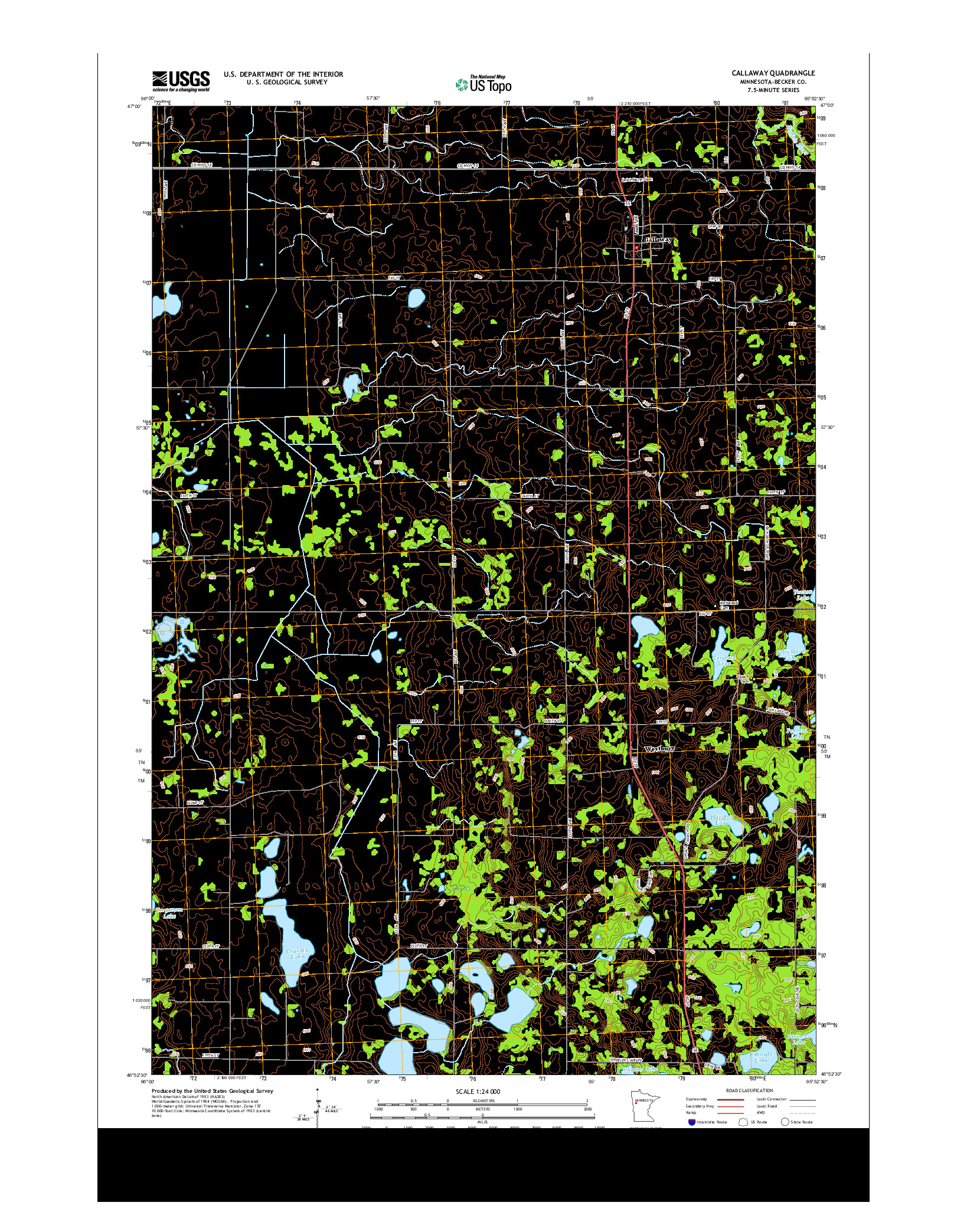 USGS US TOPO 7.5-MINUTE MAP FOR CALLAWAY, MN 2013