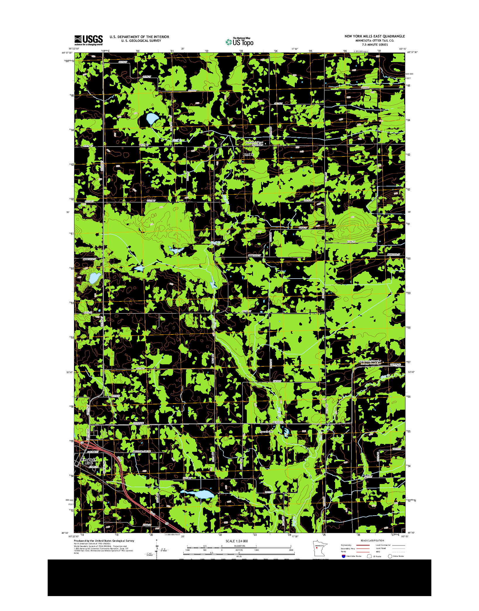 USGS US TOPO 7.5-MINUTE MAP FOR NEW YORK MILLS EAST, MN 2013