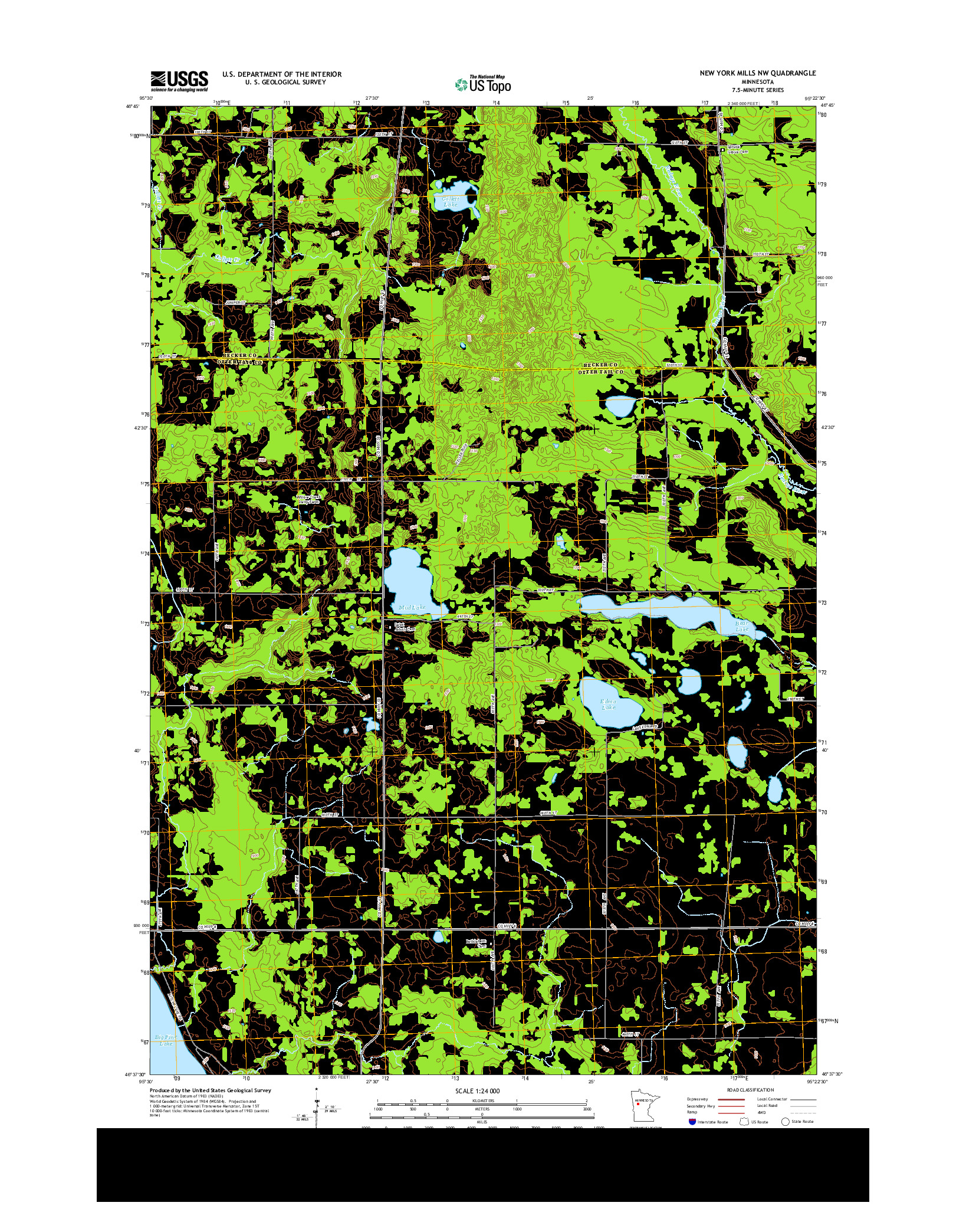 USGS US TOPO 7.5-MINUTE MAP FOR NEW YORK MILLS NW, MN 2013