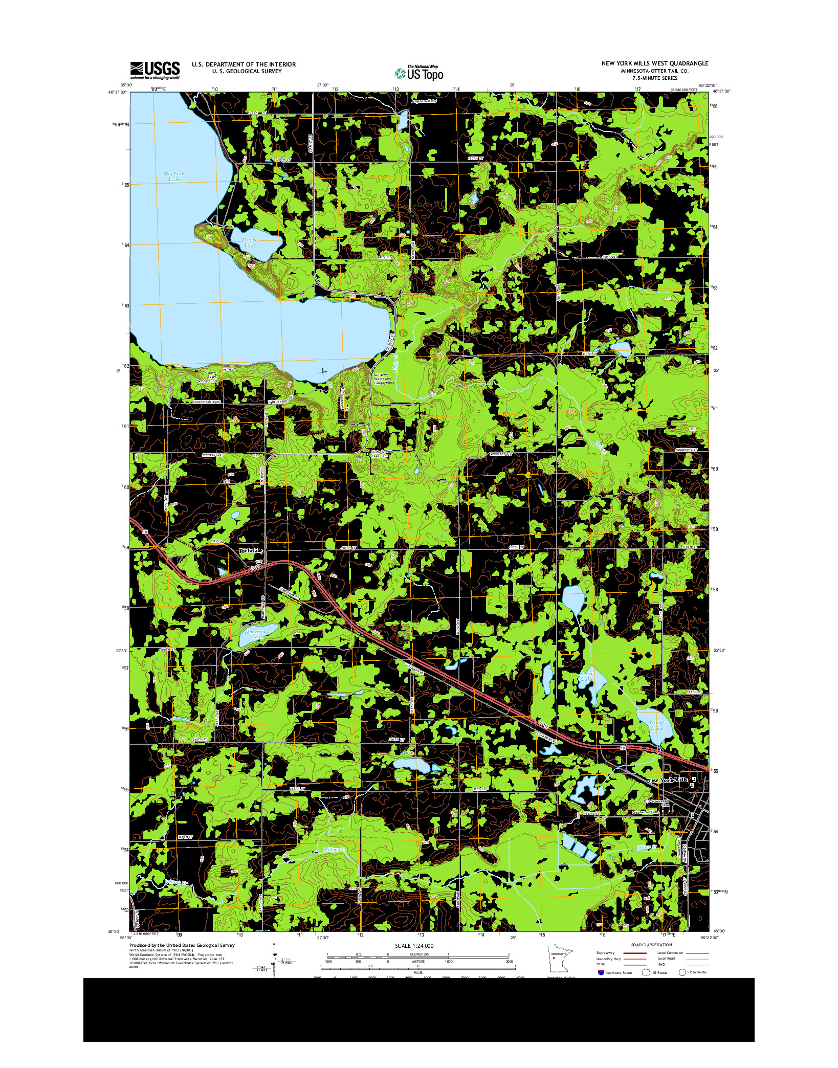 USGS US TOPO 7.5-MINUTE MAP FOR NEW YORK MILLS WEST, MN 2013