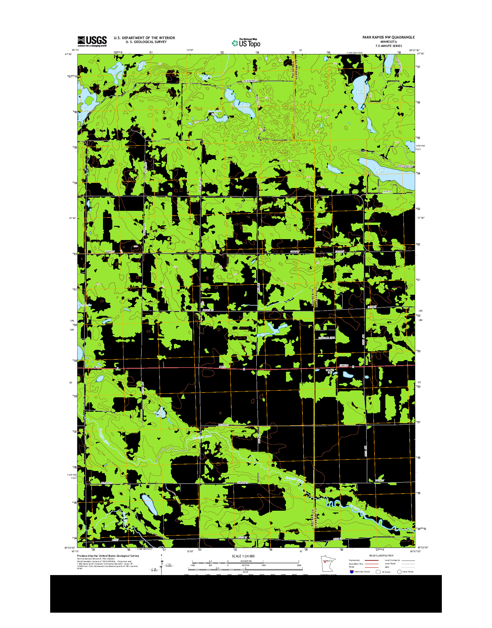 USGS US TOPO 7.5-MINUTE MAP FOR PARK RAPIDS NW, MN 2013