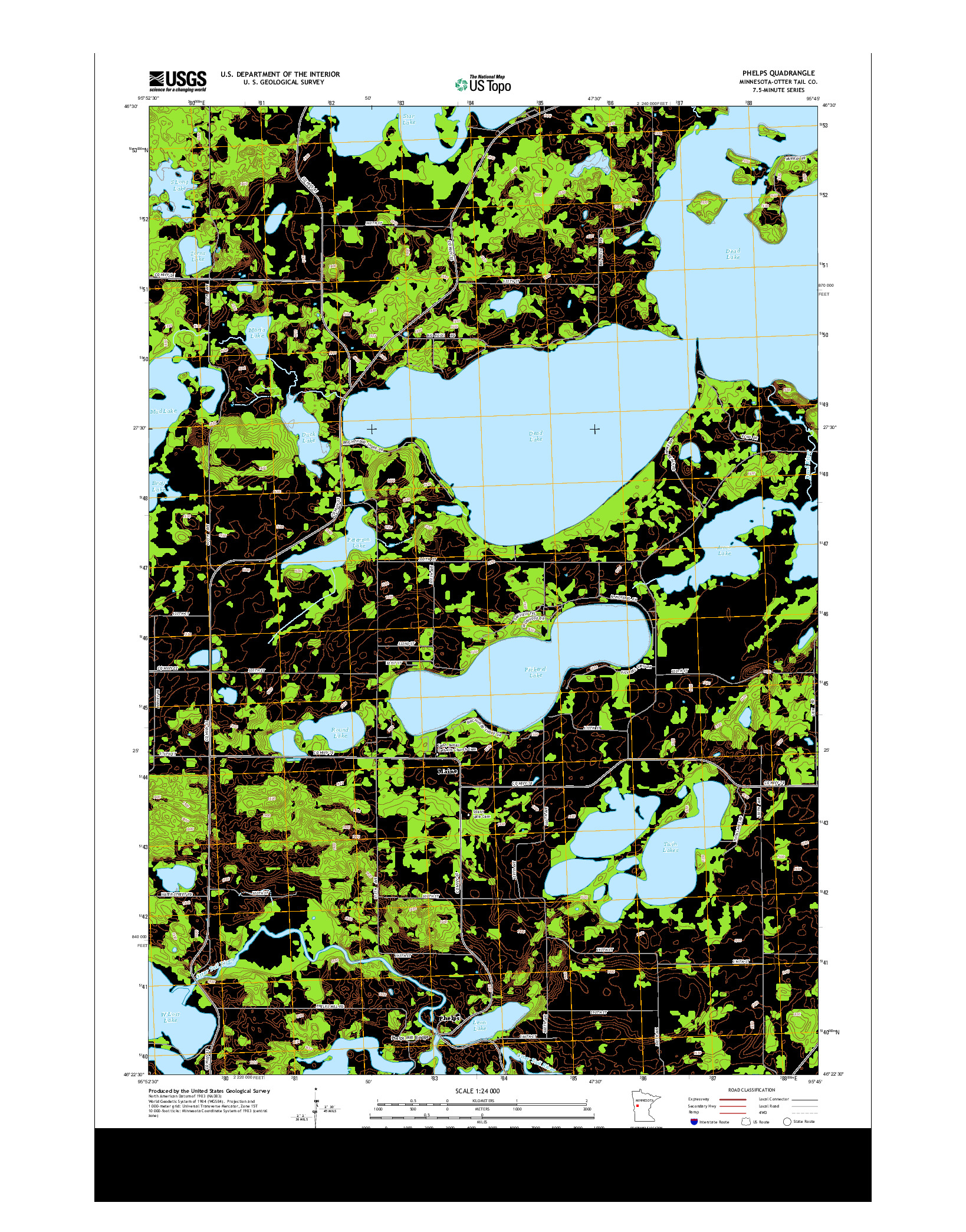 USGS US TOPO 7.5-MINUTE MAP FOR PHELPS, MN 2013