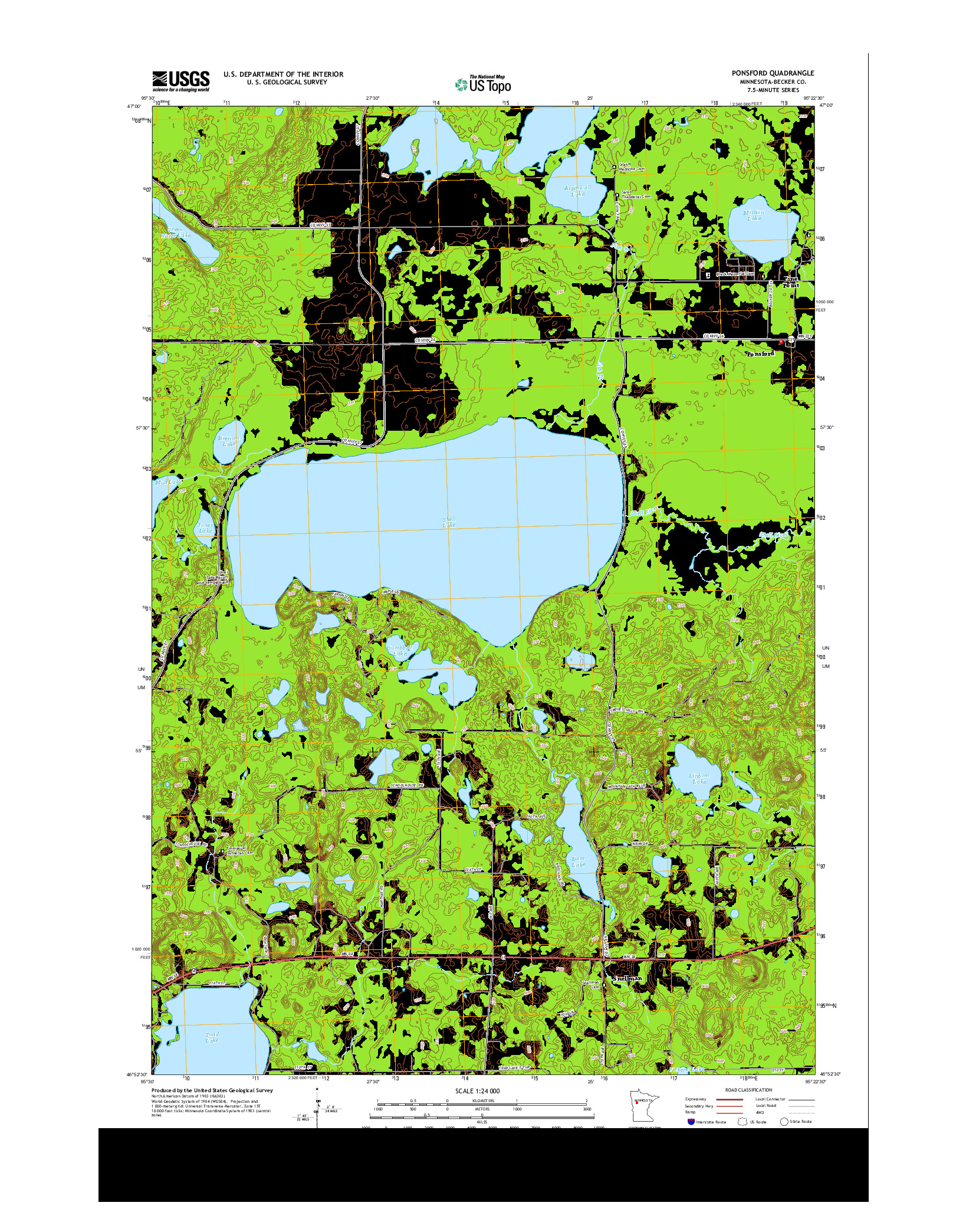 USGS US TOPO 7.5-MINUTE MAP FOR PONSFORD, MN 2013