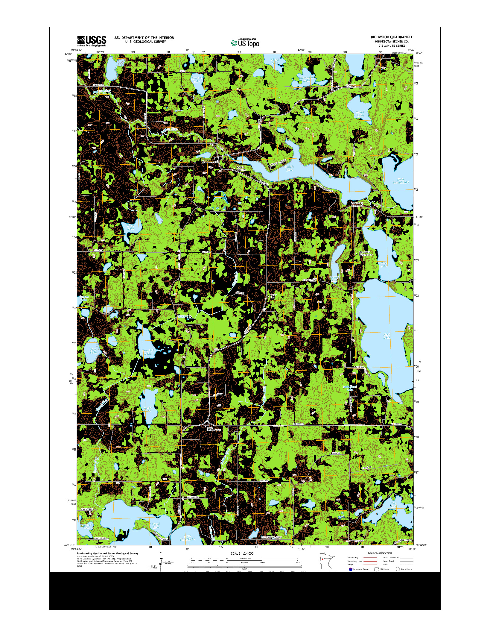 USGS US TOPO 7.5-MINUTE MAP FOR RICHWOOD, MN 2013