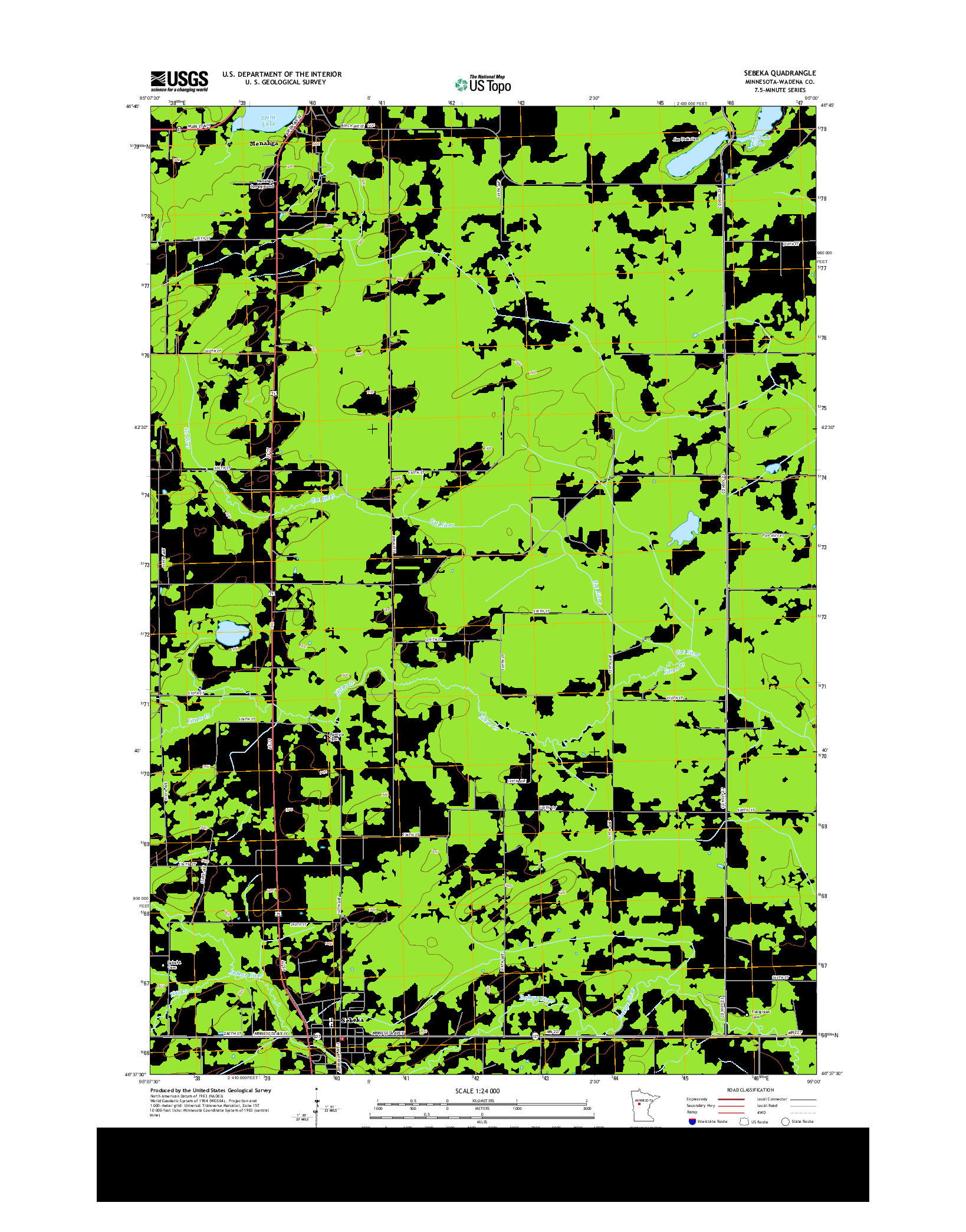 USGS US TOPO 7.5-MINUTE MAP FOR SEBEKA, MN 2013