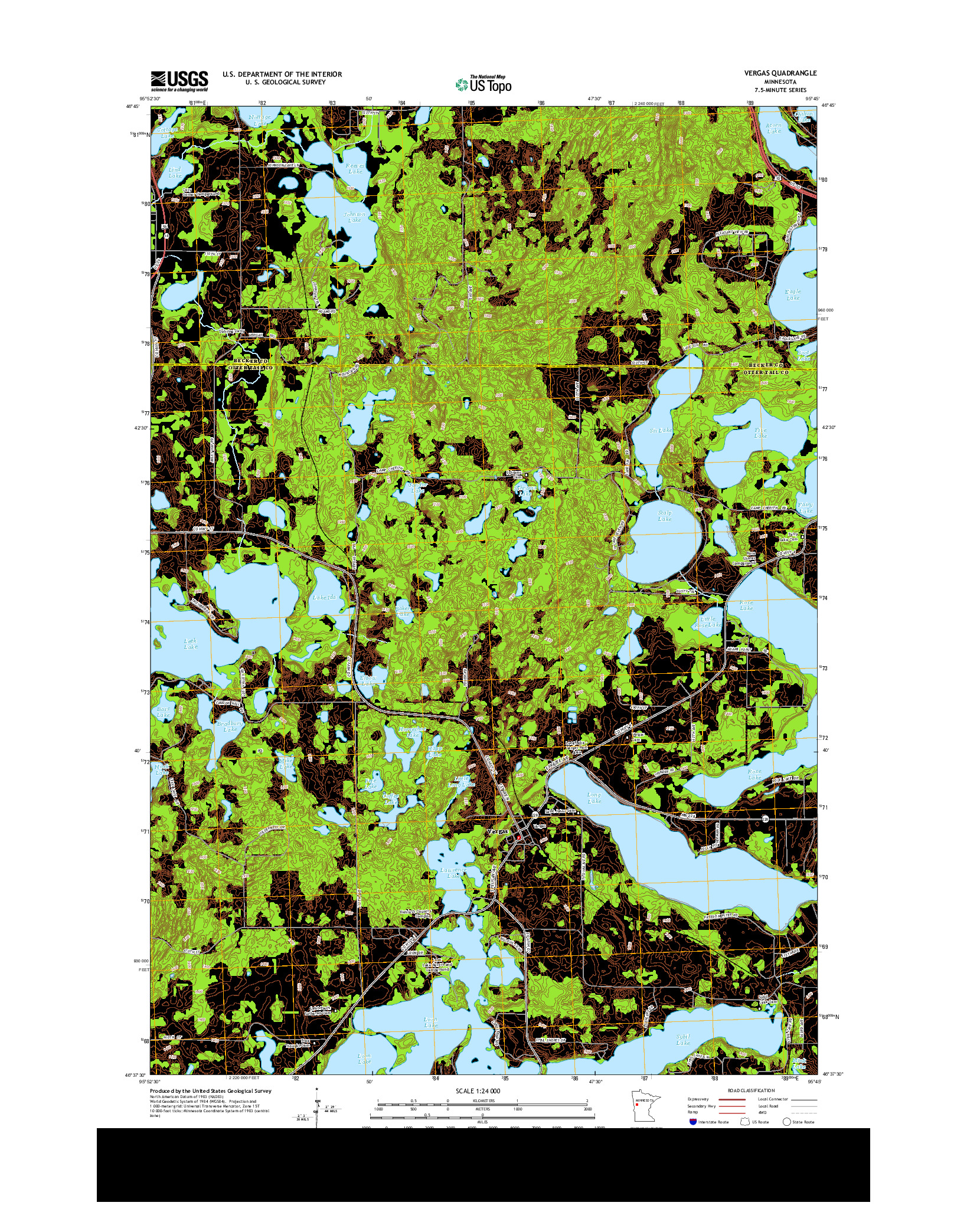 USGS US TOPO 7.5-MINUTE MAP FOR VERGAS, MN 2013