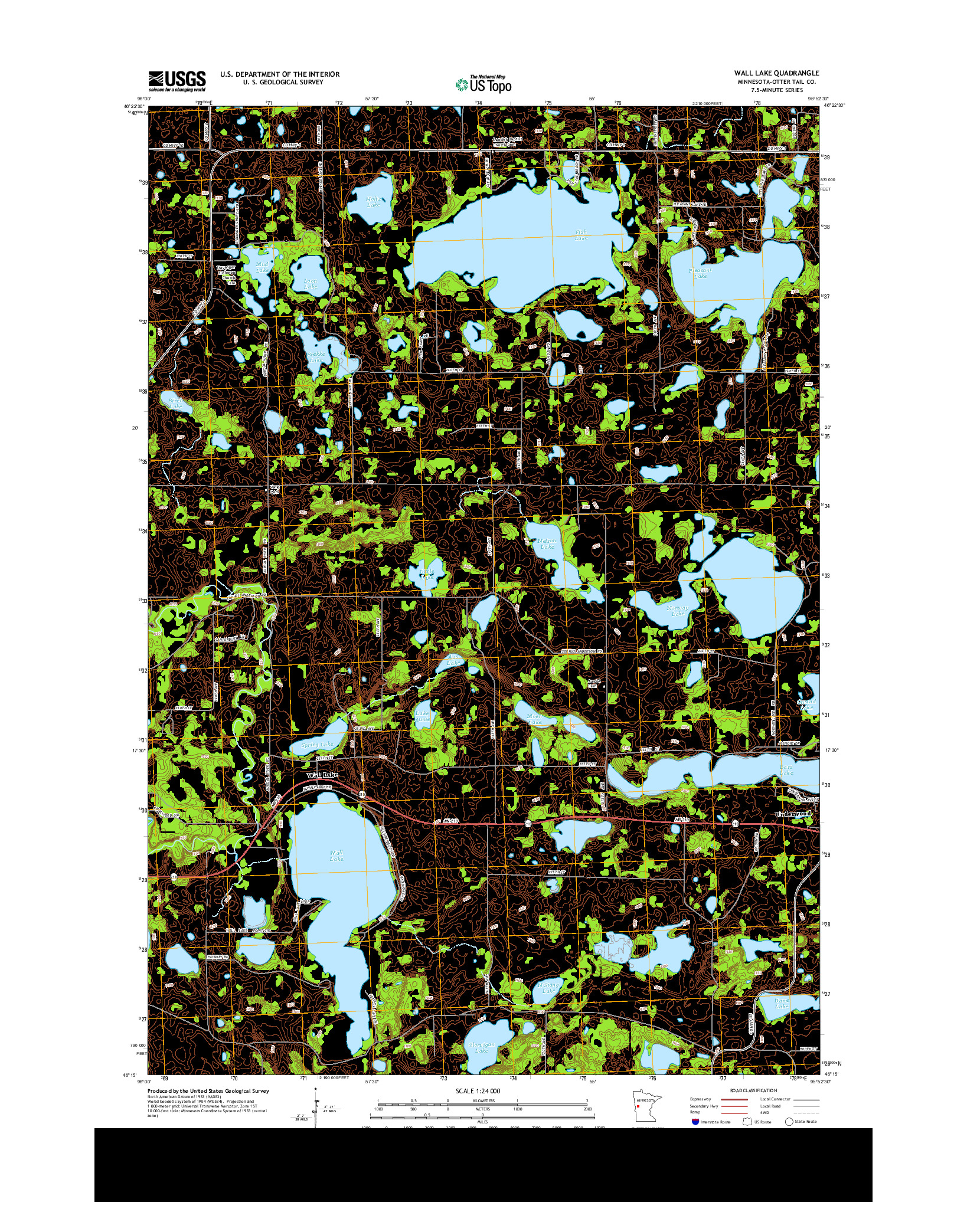 USGS US TOPO 7.5-MINUTE MAP FOR WALL LAKE, MN 2013