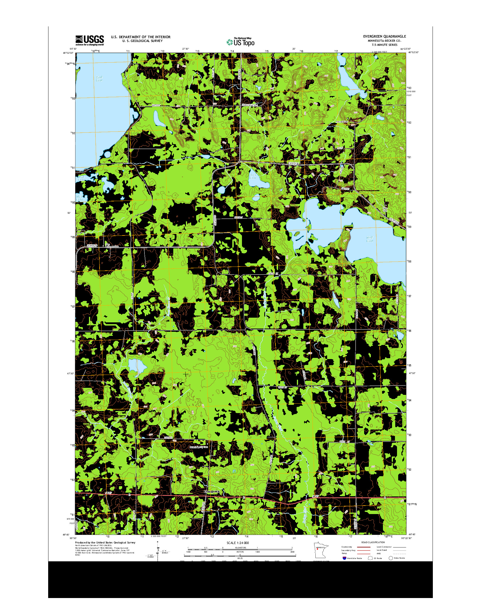 USGS US TOPO 7.5-MINUTE MAP FOR EVERGREEN, MN 2013