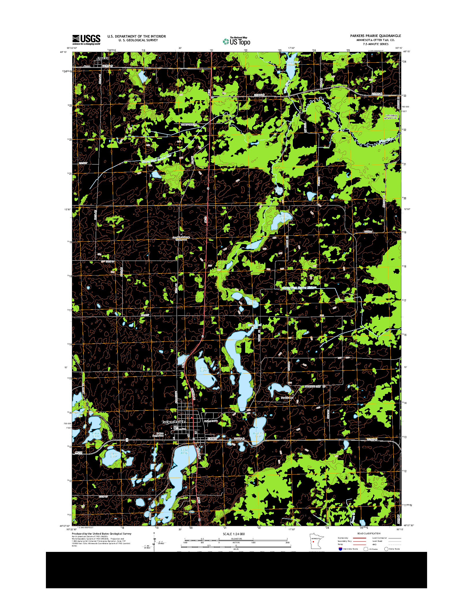 USGS US TOPO 7.5-MINUTE MAP FOR PARKERS PRAIRIE, MN 2013
