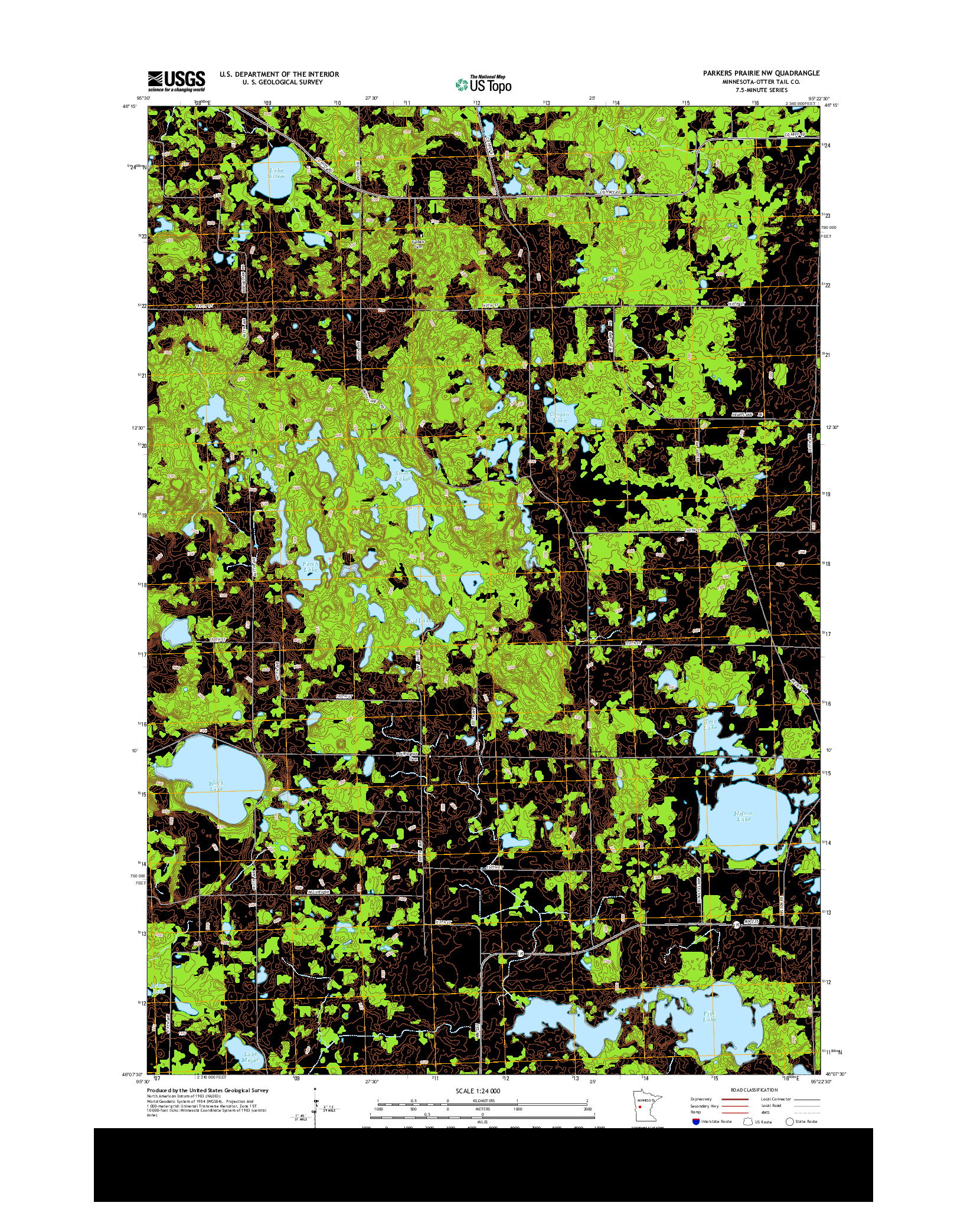 USGS US TOPO 7.5-MINUTE MAP FOR PARKERS PRAIRIE NW, MN 2013